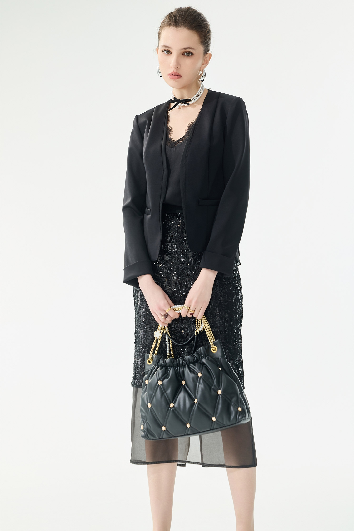 異材拼接四面彈變化短版外套異材拼接四面彈變化短版外套,一般外套,外套,春夏穿搭,黑色外套