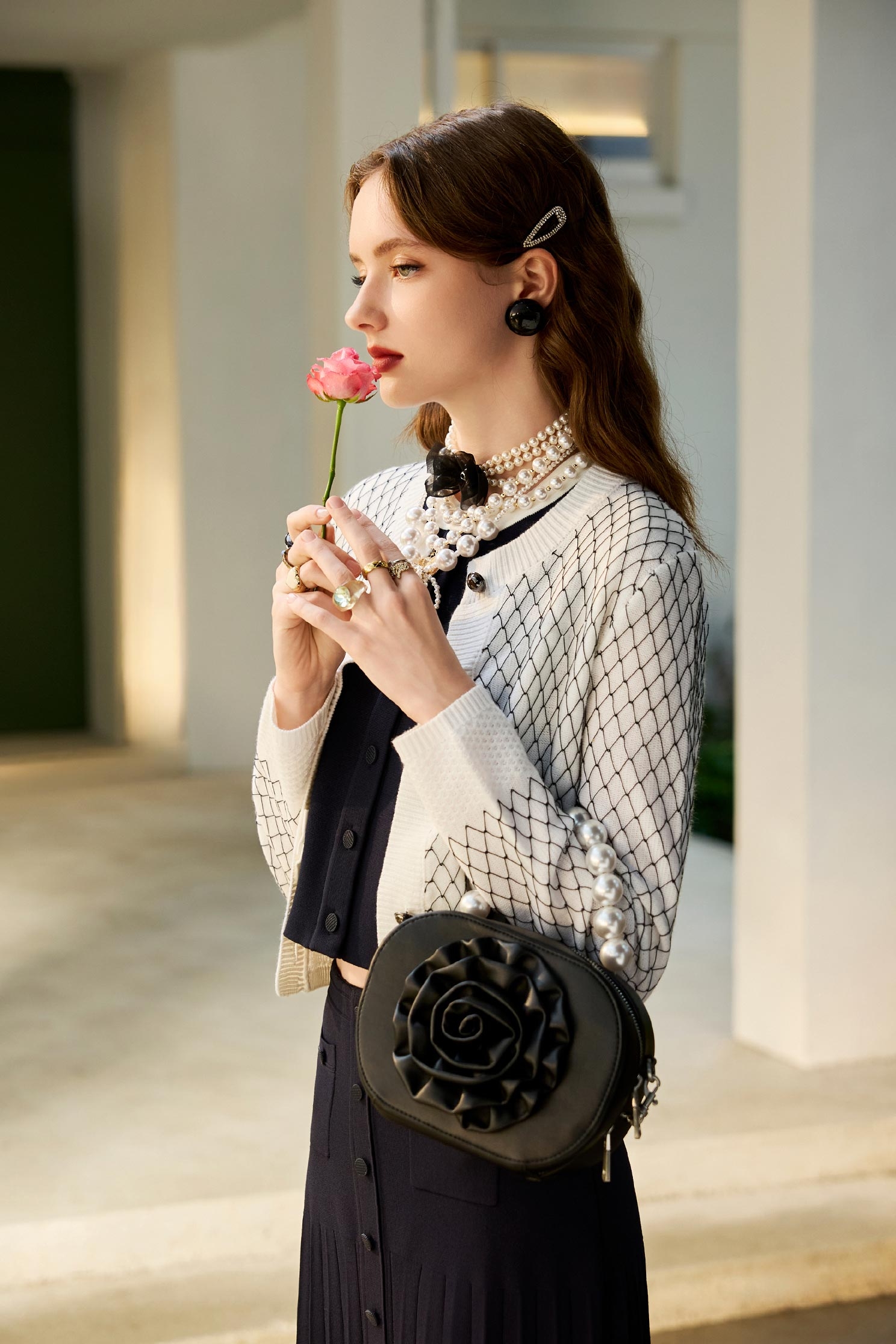 立體手勾菱格紋線針織外套立體手勾菱格紋線針織外套,一般外套,外套,春夏穿搭,格紋,蝴蝶結,針織,針織外套