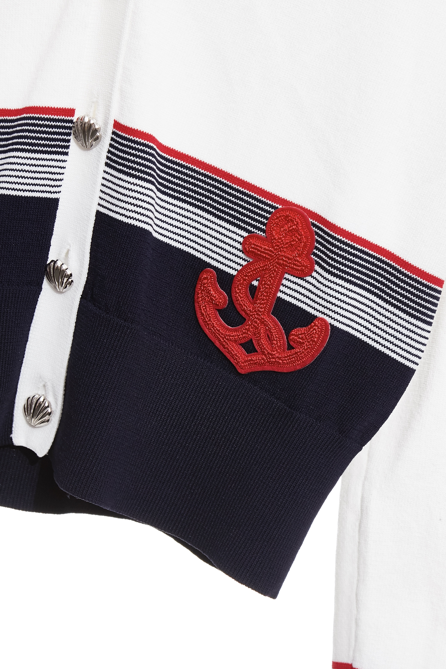 綴刺繡船錨開襟針織外套綴刺繡船錨開襟針織外套,一般外套,刺繡,外套,春夏穿搭,針織,針織外套