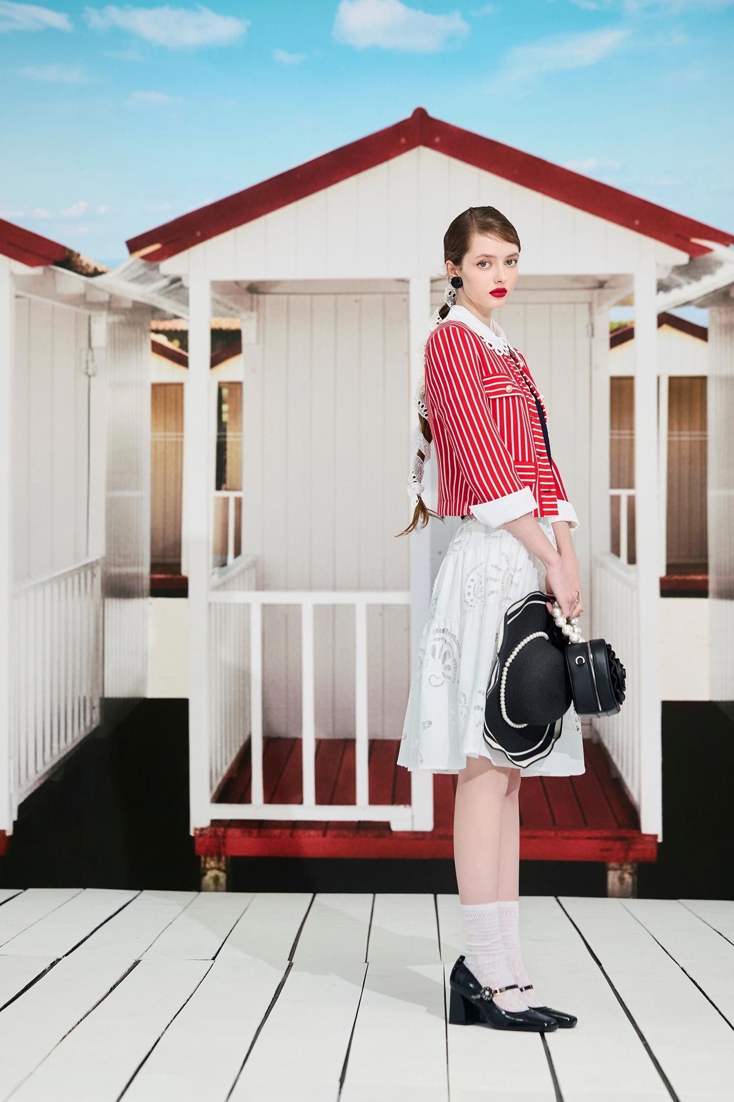 紅梅色小香風配條外套紅梅色小香風配條外套,一般外套,外套,小香風,春夏穿搭