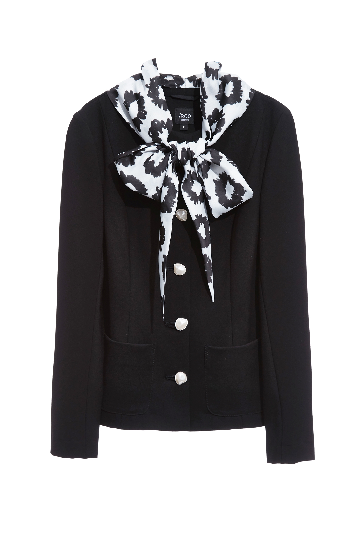 手繪花圍巾式羅馬彈性外套手繪花圍巾式羅馬彈性外套,一般外套,上班OL穿搭,圍巾,外套,珍珠,秋冬穿搭,花花世界