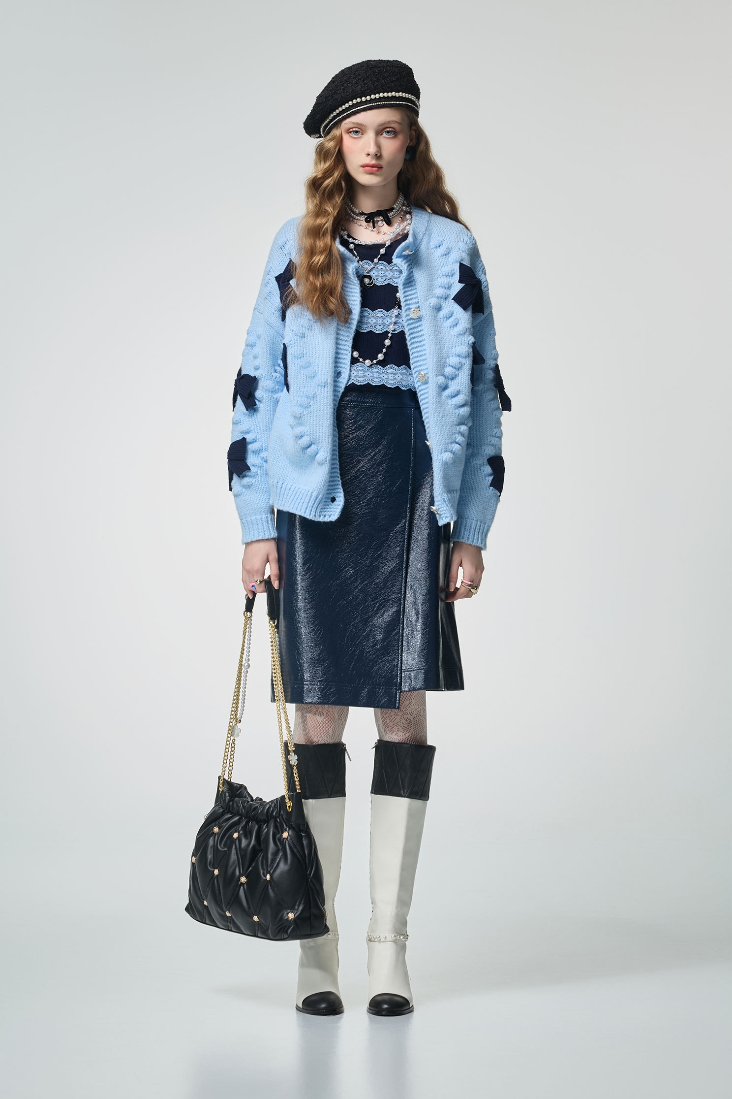 月光石藍蝴蝶結針織上衣月光石藍蝴蝶結針織上衣,上班OL穿搭,上衣,人氣商品,外套,派對特輯,秋冬穿搭,約會特輯,蝴蝶結,針織,針織上衣,針織外套