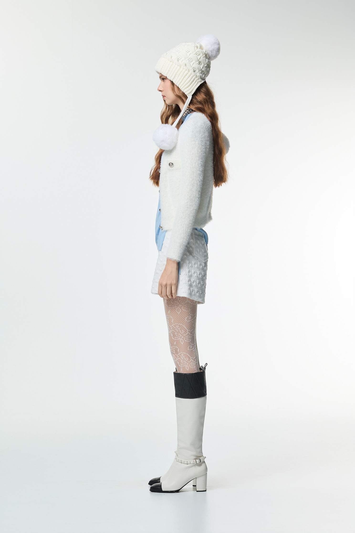 光學白偽水貂毛針織外套光學白偽水貂毛針織外套,上班OL穿搭,外套,秋冬穿搭,簡約穿搭,約會特輯,針織,針織外套