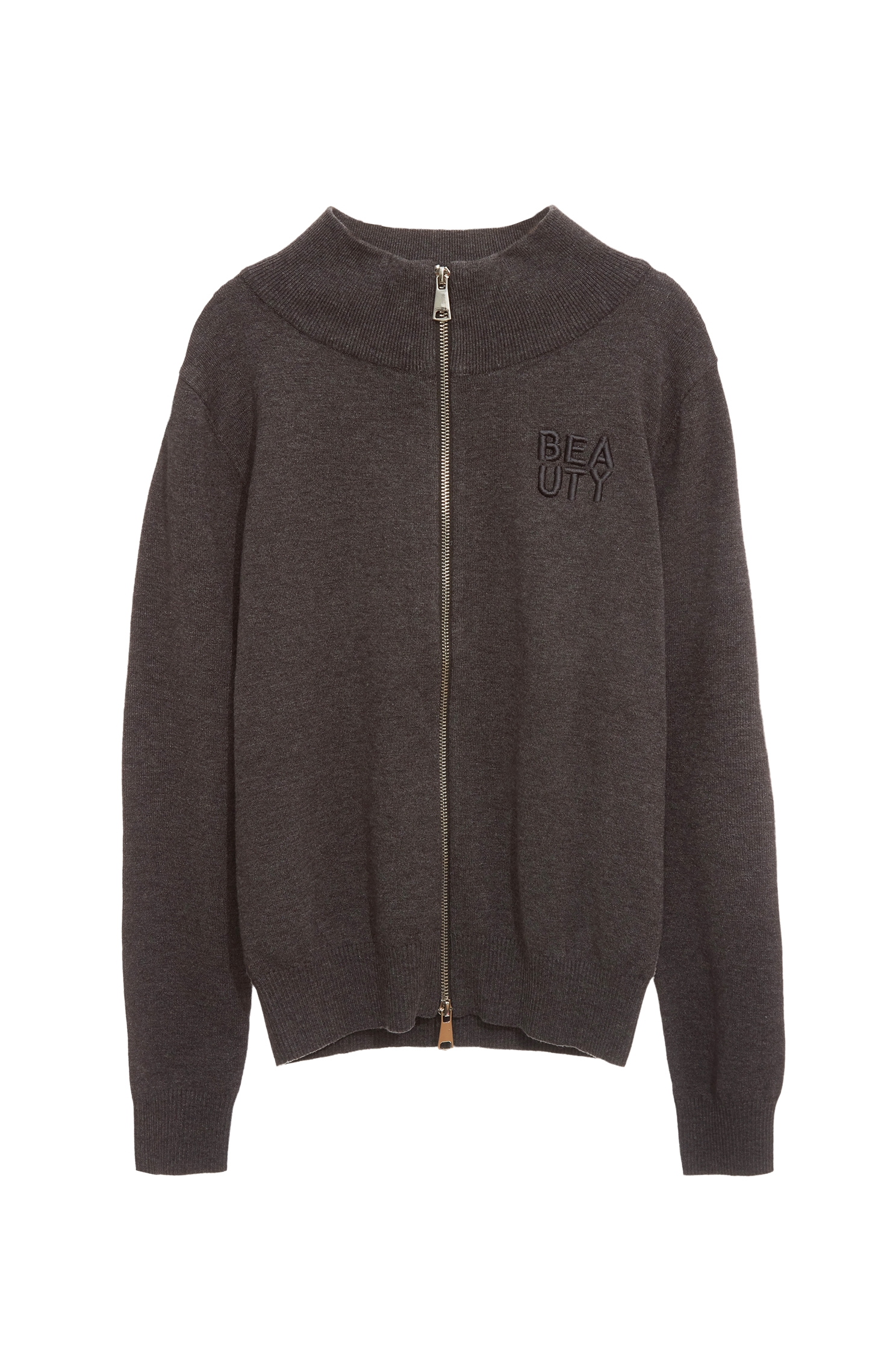 循環灰拉鍊針織外套循環灰拉鍊針織外套,一般外套,刺繡,外套,春夏穿搭,針織,針織外套