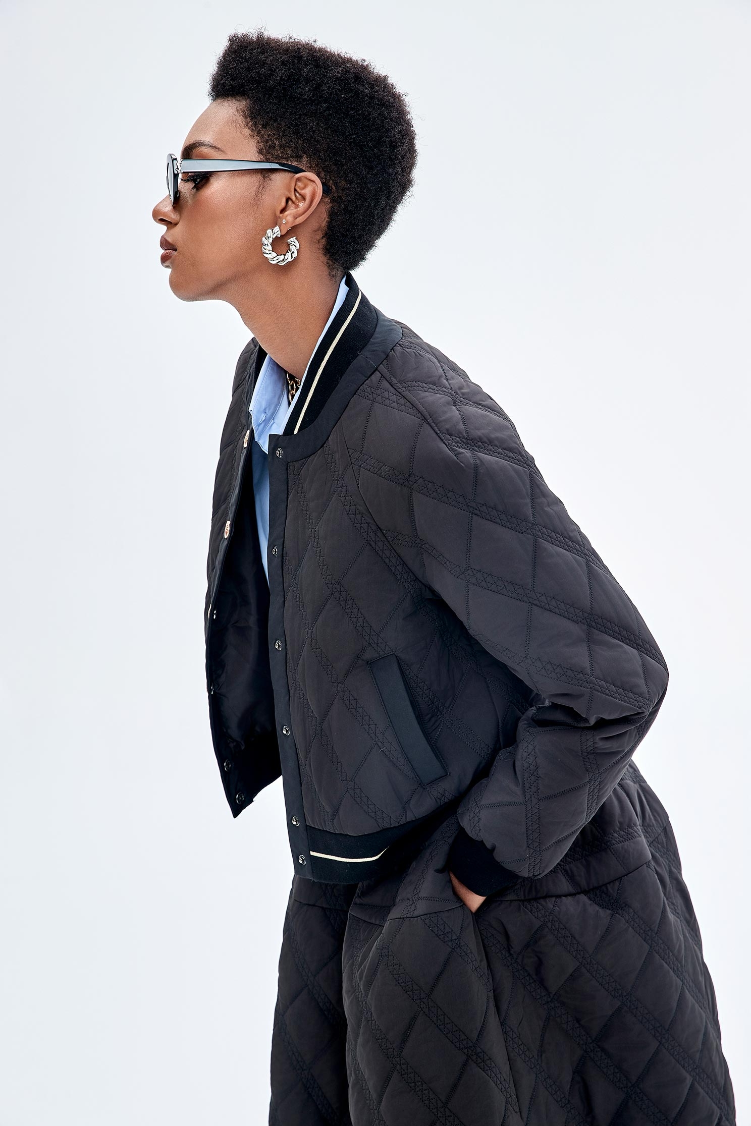 絎縫黑棒球外套絎縫黑棒球外套,一般外套,人氣商品,外套,春夏穿搭,黑色外套