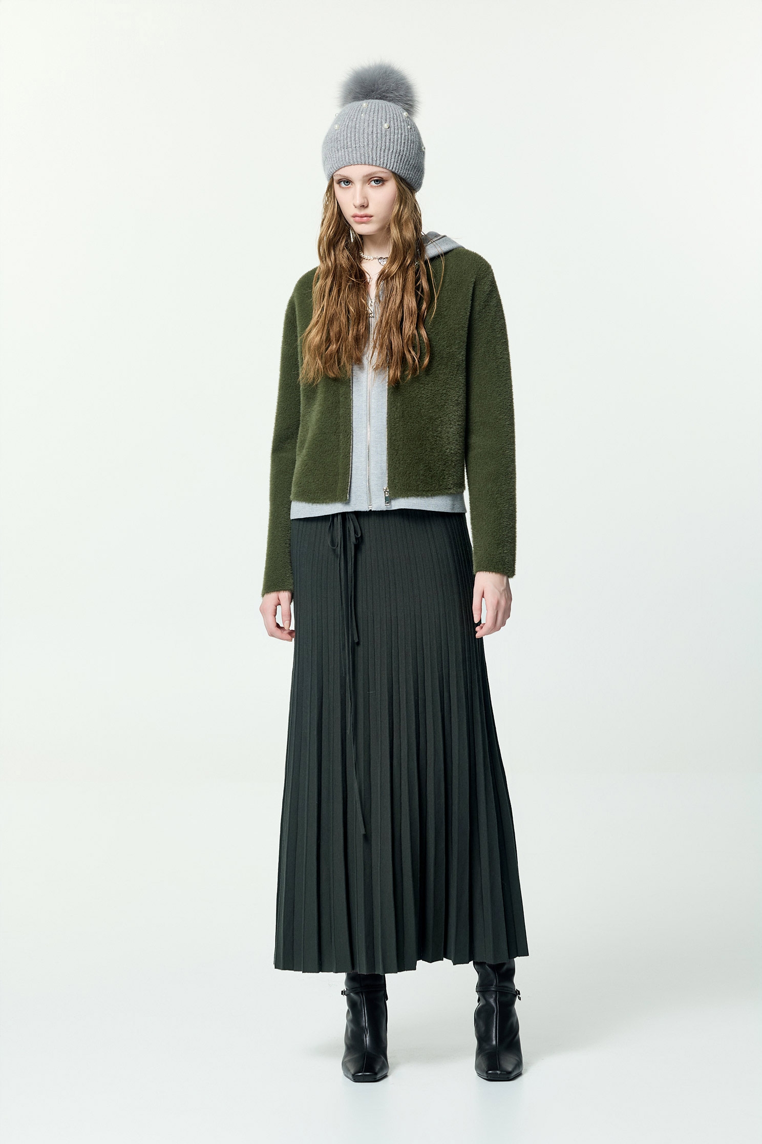 神秘綠假兩件針織外套神秘綠假兩件針織外套,一般外套,外套,秋冬穿搭,針織,針織外套