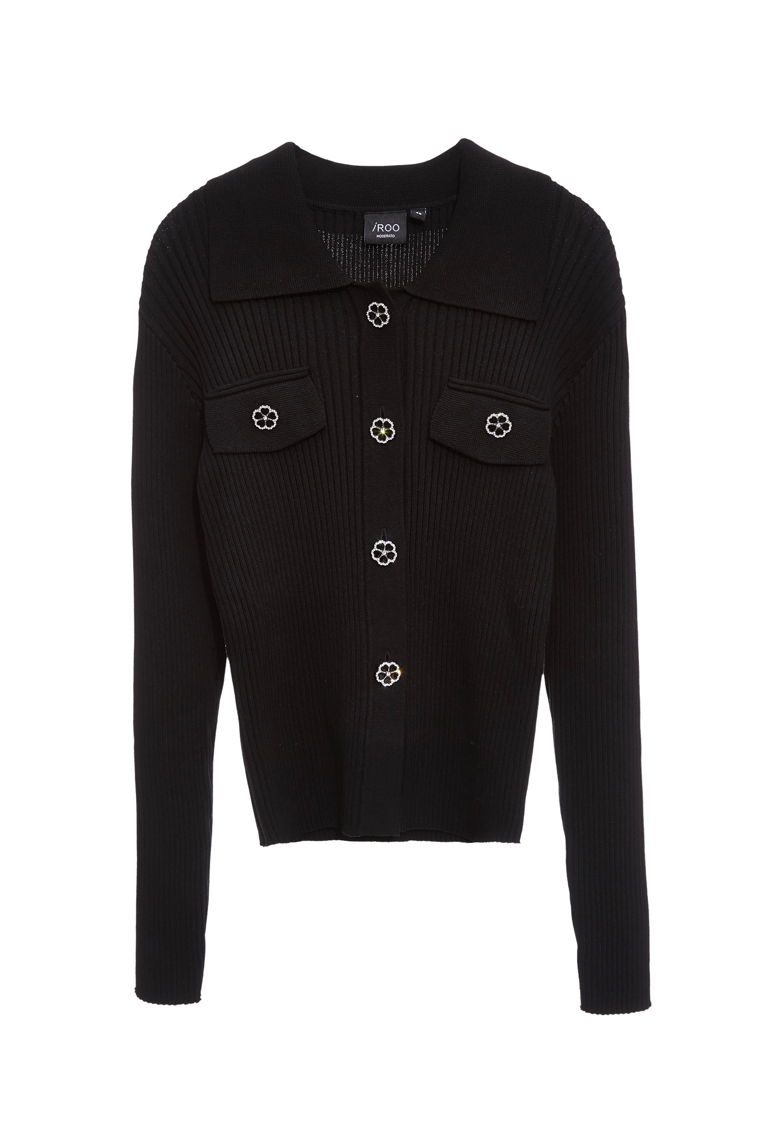 坑條修身花朵釦飾針織外罩坑條修身花朵釦飾針織外罩,上班OL穿搭,人氣商品,秋冬穿搭,約會特輯,花花世界,針織,針織外套