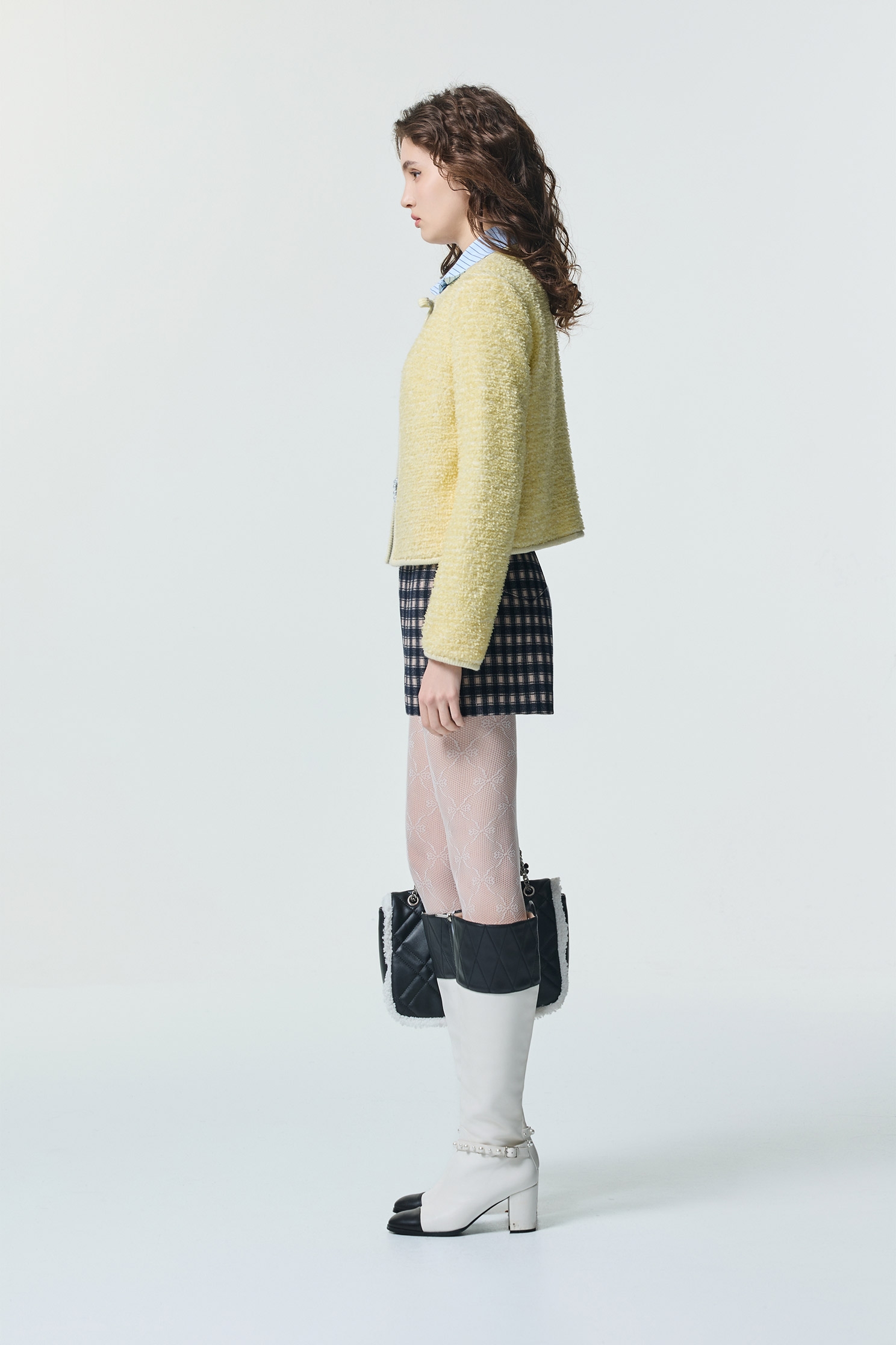 蒼穹黃花呢紗外套蒼穹黃花呢紗外套,一般外套,上班OL穿搭,外套,小香風,小香風外套,秋冬穿搭,簡約穿搭,約會特輯,蝴蝶結