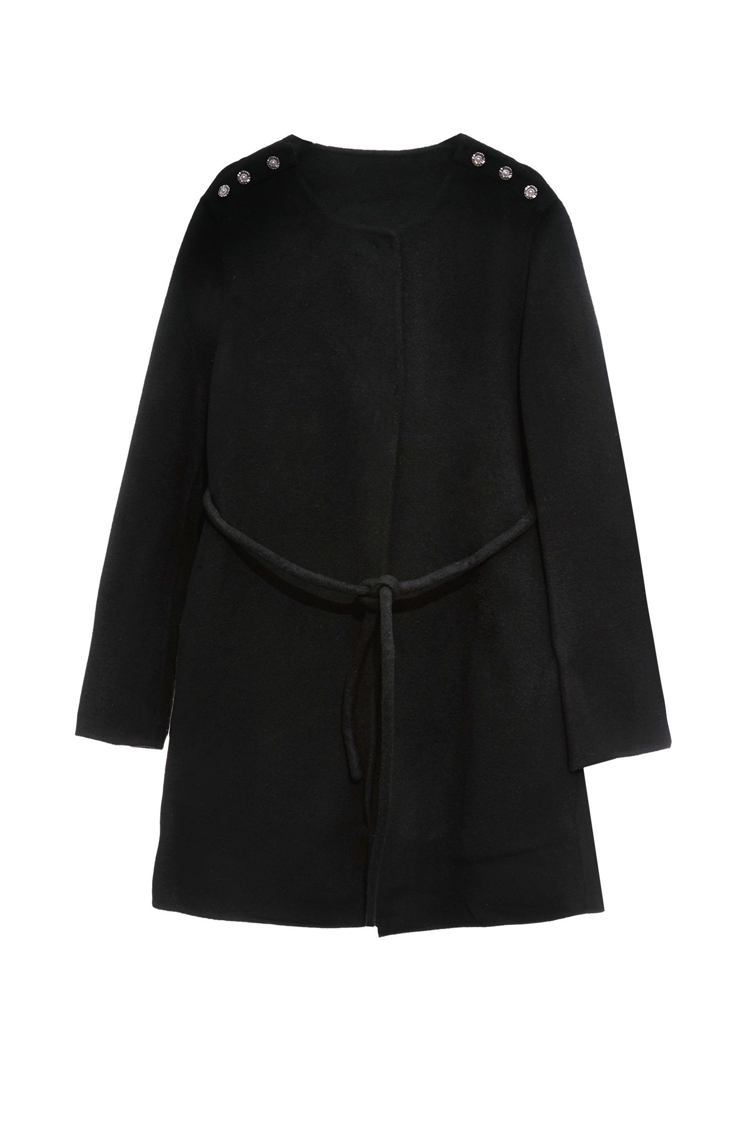 極致黑羊毛中長大衣極致黑羊毛中長大衣,上班OL穿搭,春夏穿搭,派對特輯,珍珠,簡約穿搭,約會特輯,長大衣