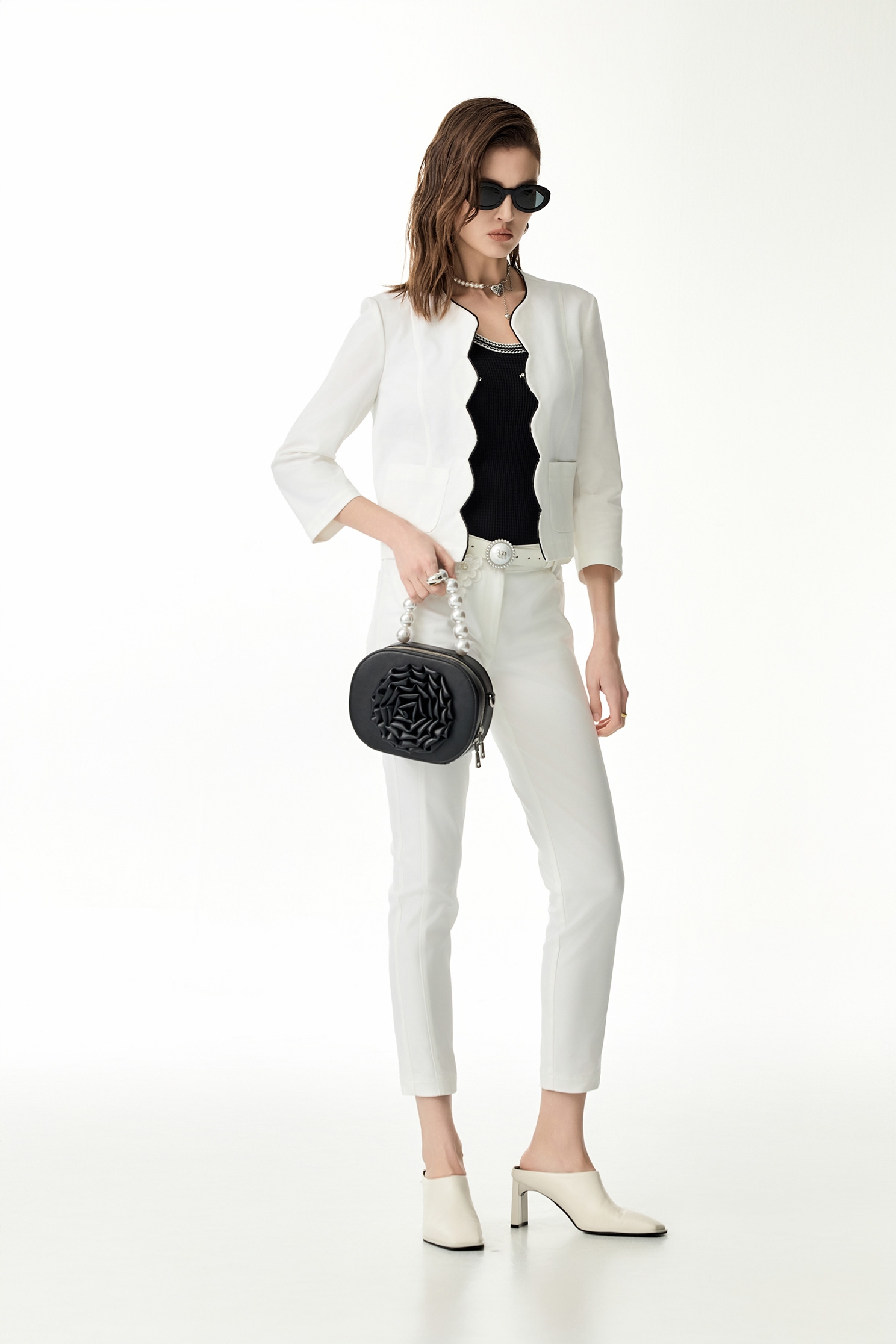 花形波浪黑邊短外套花形波浪黑邊短外套,一般外套,上班OL穿搭,人氣商品,外套,春夏穿搭,時髦成套搭配