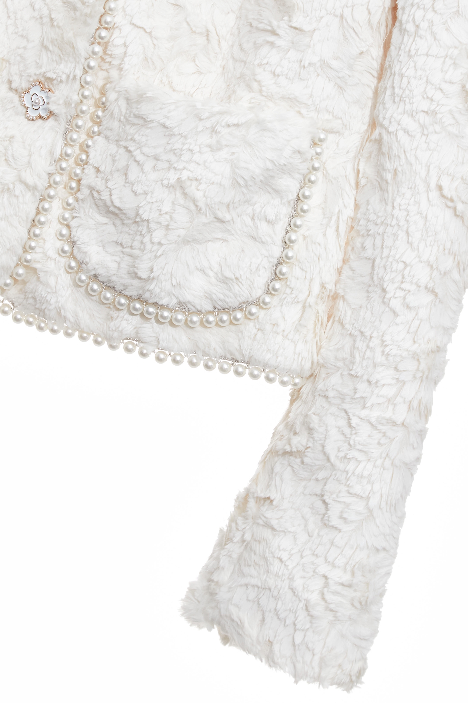 復古珍珠白仿皮草壓紋外套復古珍珠白仿皮草壓紋外套,一般外套,上班OL穿搭,外套,春夏穿搭,珍珠,花花世界