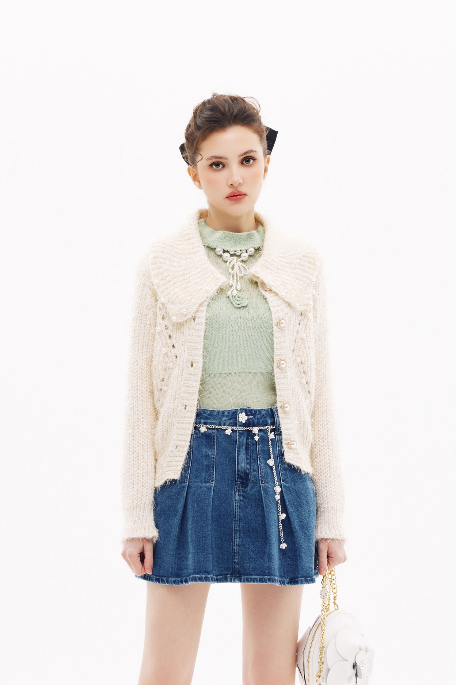 金蔥流蘇開襟針織外套金蔥流蘇開襟針織外套,外套,春夏穿搭,珍珠,約會特輯,針織,針織外套