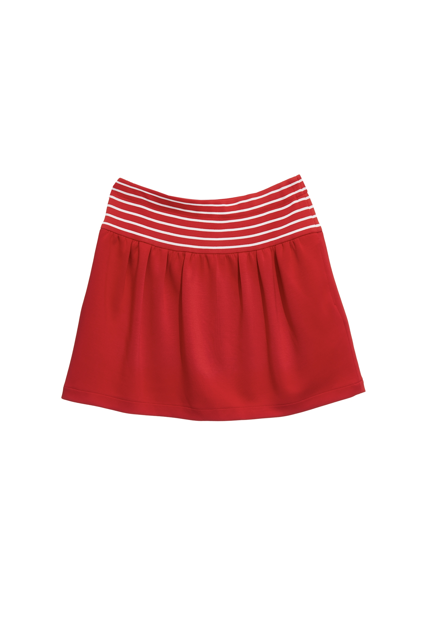 紅梅色配條寬腰短裙紅梅色配條寬腰短裙,春夏穿搭,短裙