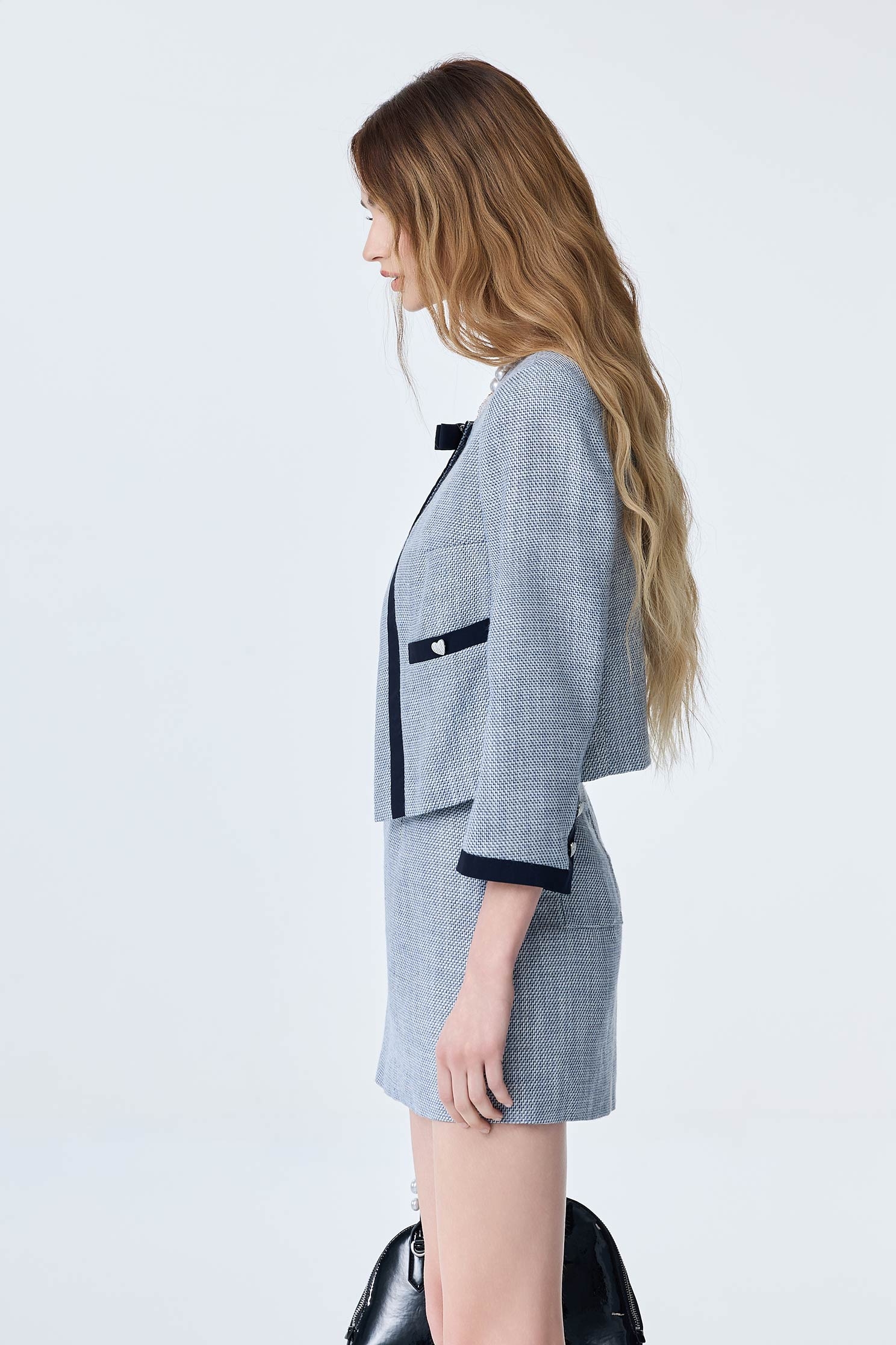 鑲海洋洞穴色飾邊短裙鑲海洋洞穴色飾邊短裙,人氣商品,春夏穿搭,時髦成套搭配,短裙,蝴蝶結