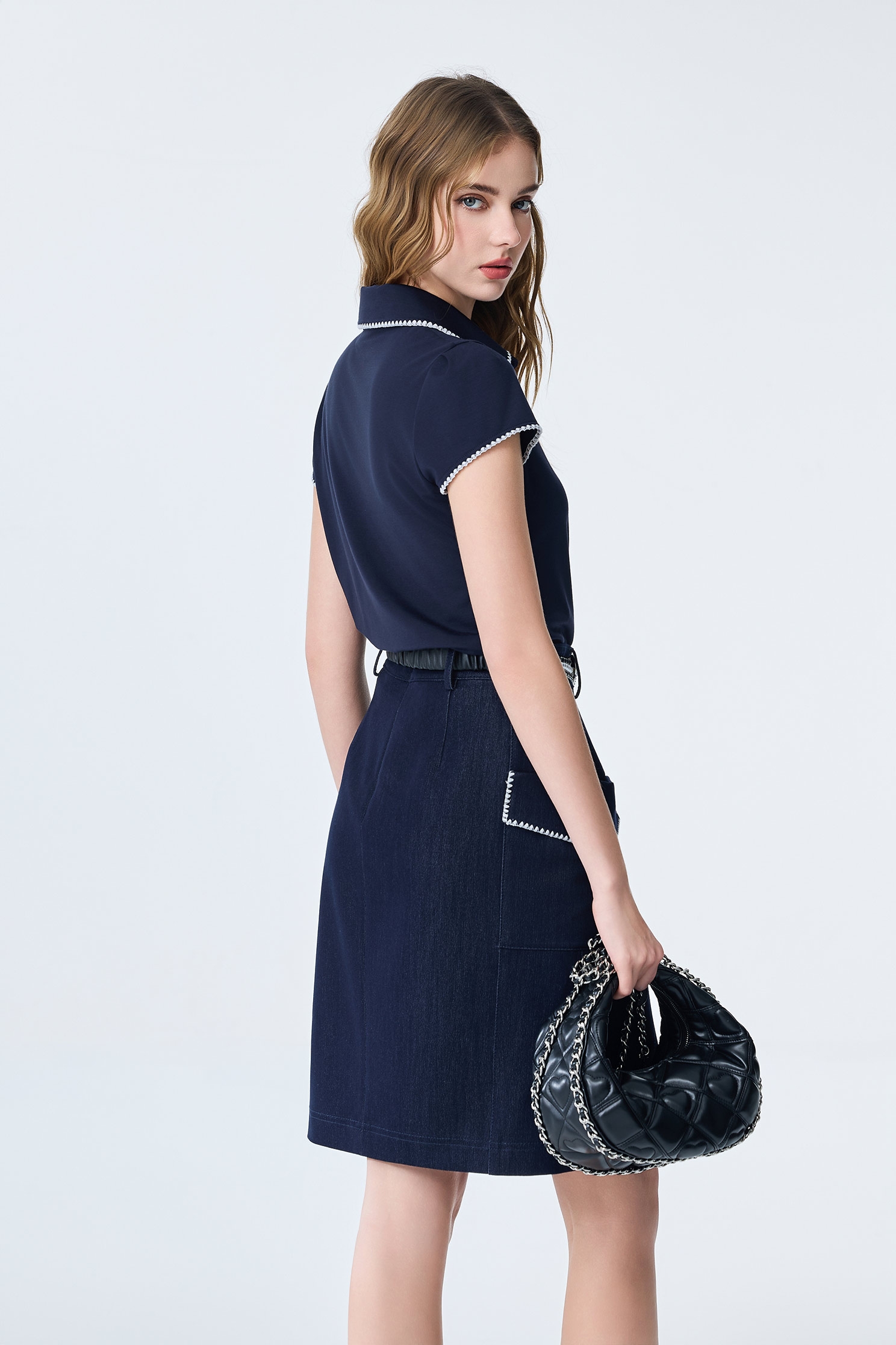 海洋洞穴色造型口袋短裙海洋洞穴色造型口袋短裙,刺繡,春夏穿搭,珍珠,短裙,窄裙,約會特輯,長裙