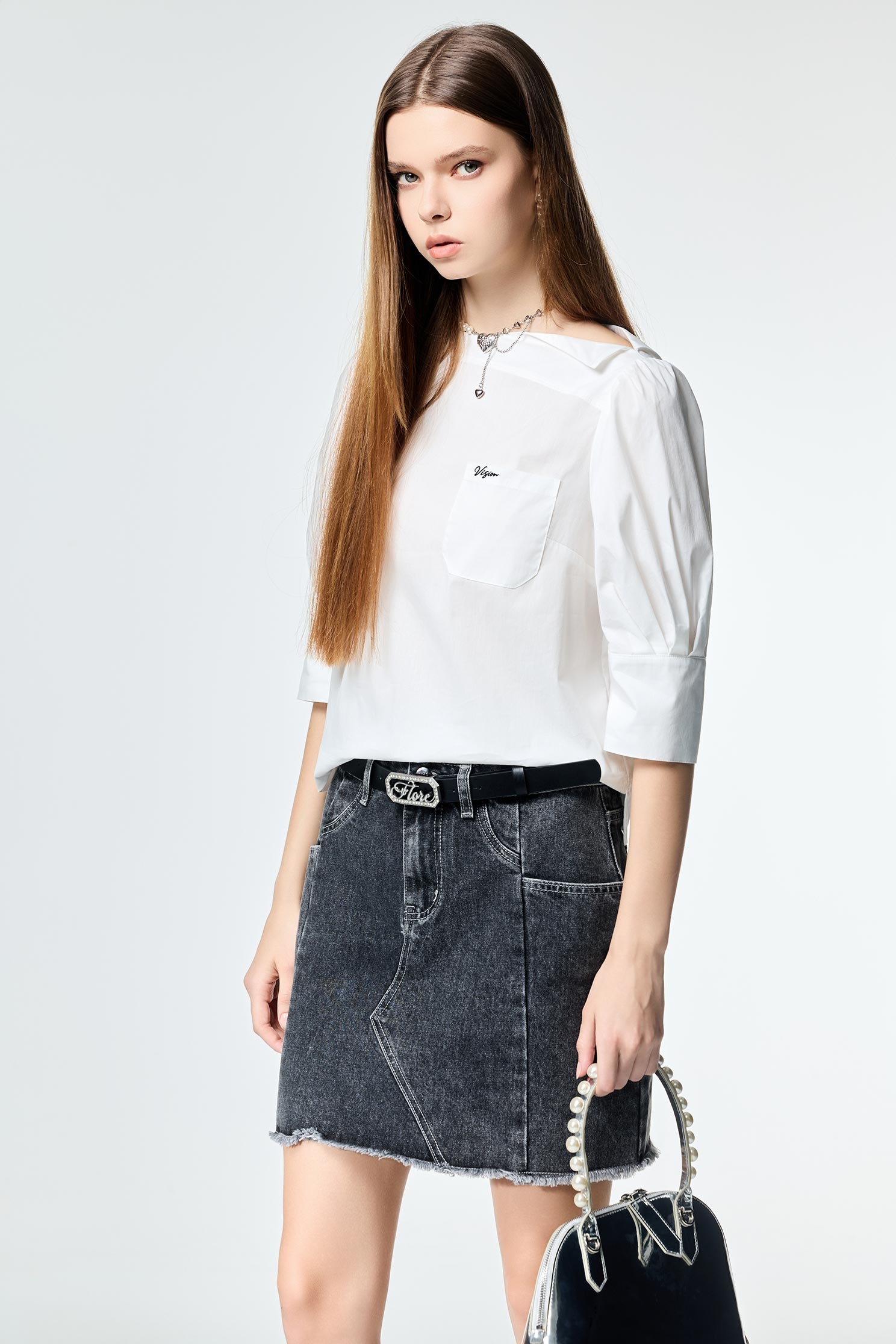 露裙檔造型牛仔短褲露裙檔造型牛仔短褲,春夏穿搭,牛仔,牛仔裙