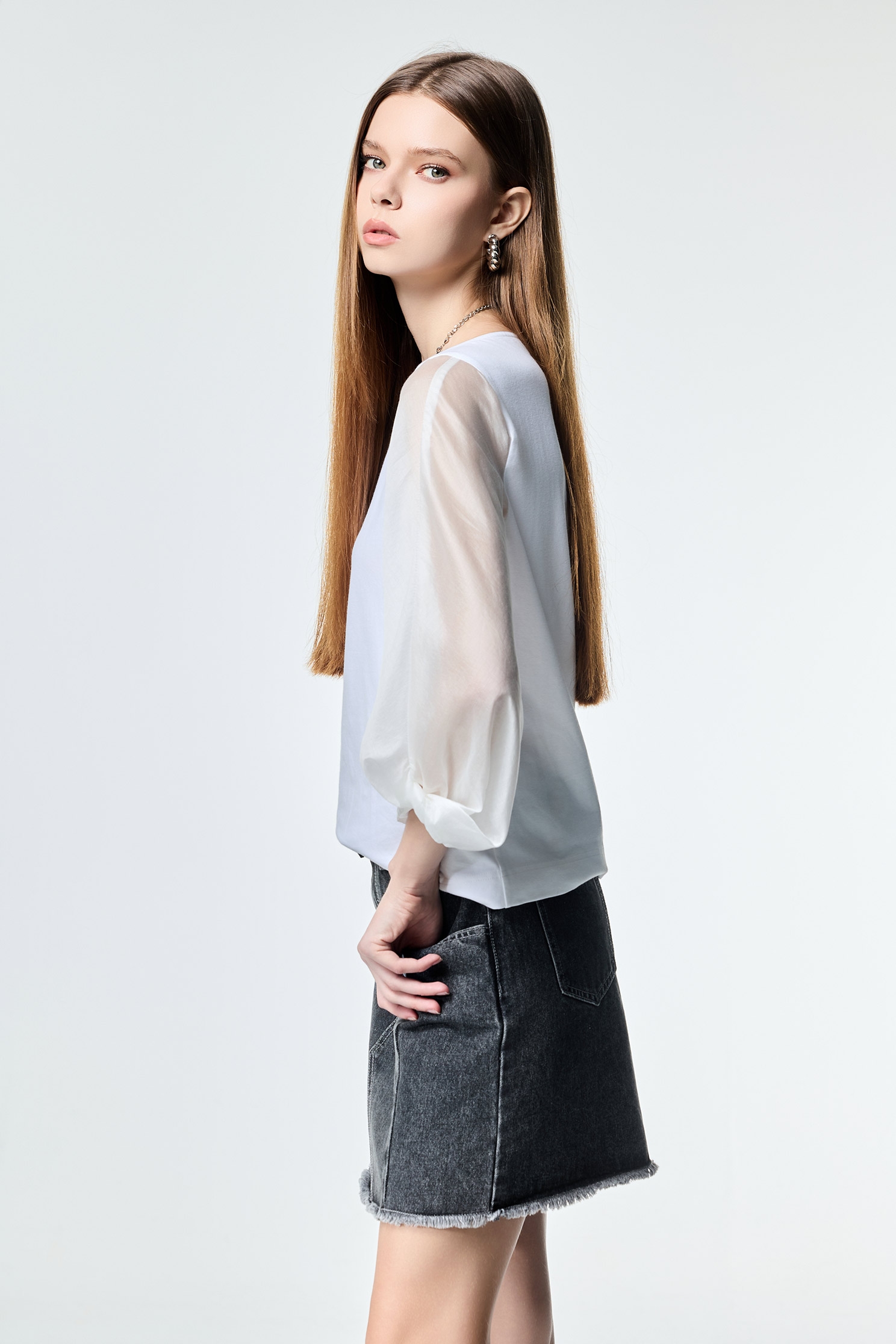 露裙檔造型牛仔短褲露裙檔造型牛仔短褲,春夏穿搭,牛仔,牛仔裙