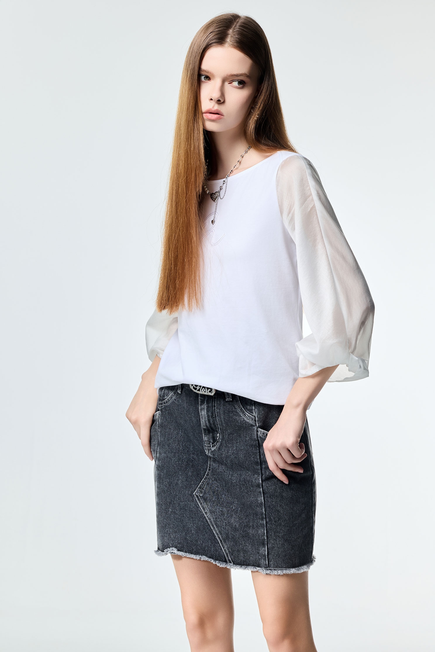 露裙檔造型牛仔短褲露裙檔造型牛仔短褲,春夏穿搭,牛仔,牛仔裙