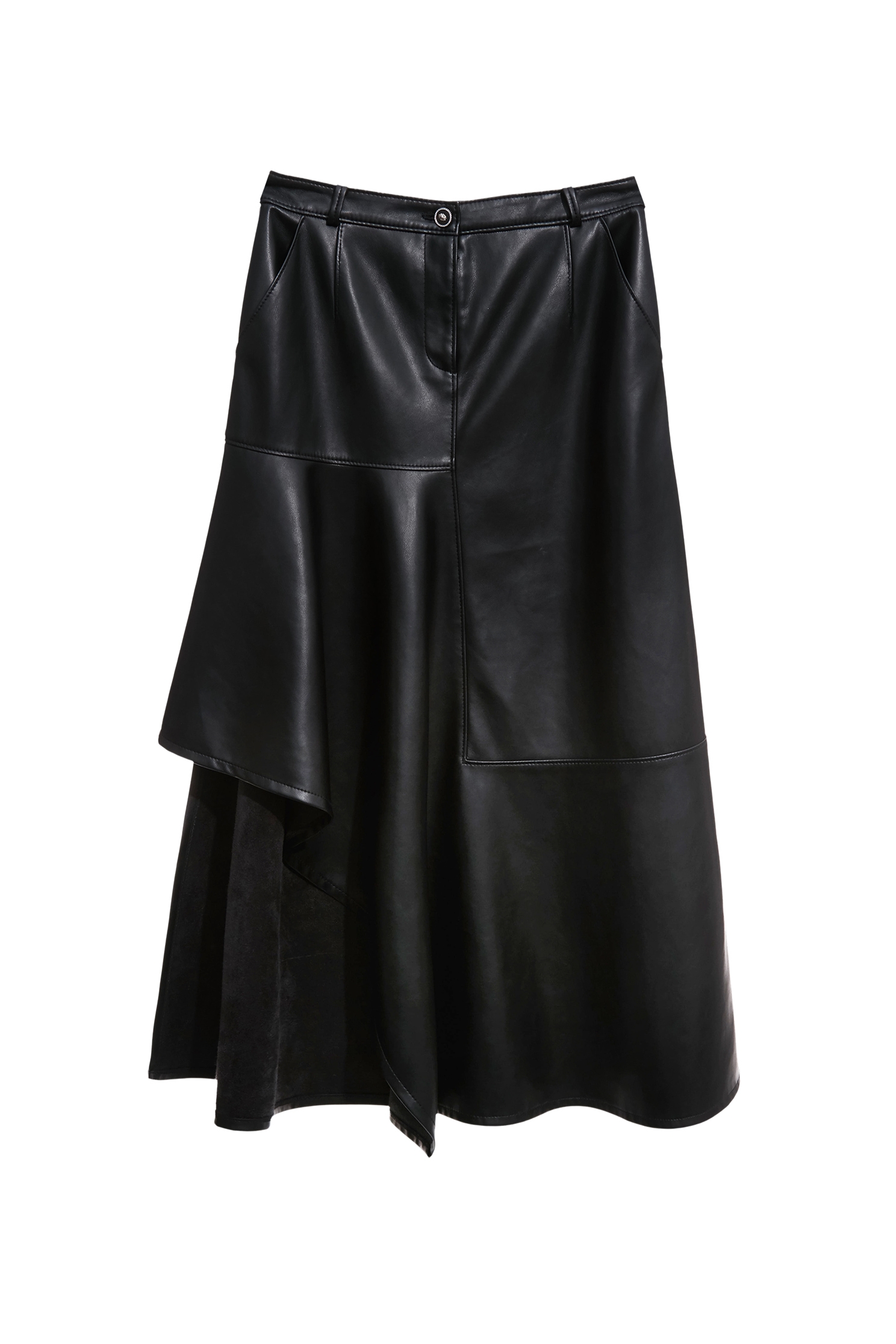 不對稱下擺仿皮長裙不對稱下擺仿皮長裙,上班OL穿搭,派對特輯,皮革,秋冬穿搭,約會特輯,長裙