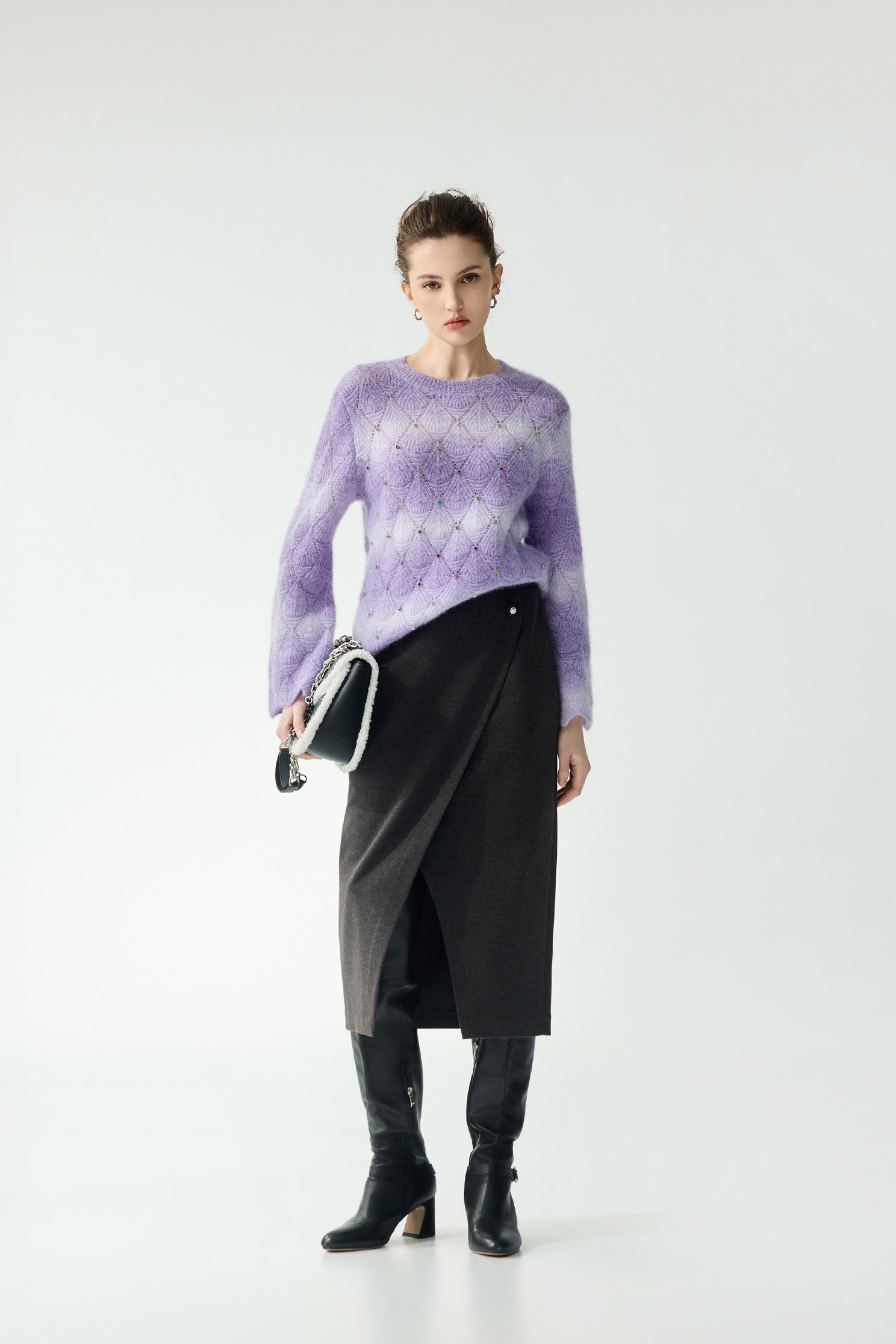 循環灰薄毛料窄裙循環灰薄毛料窄裙,春夏穿搭,窄裙,長裙