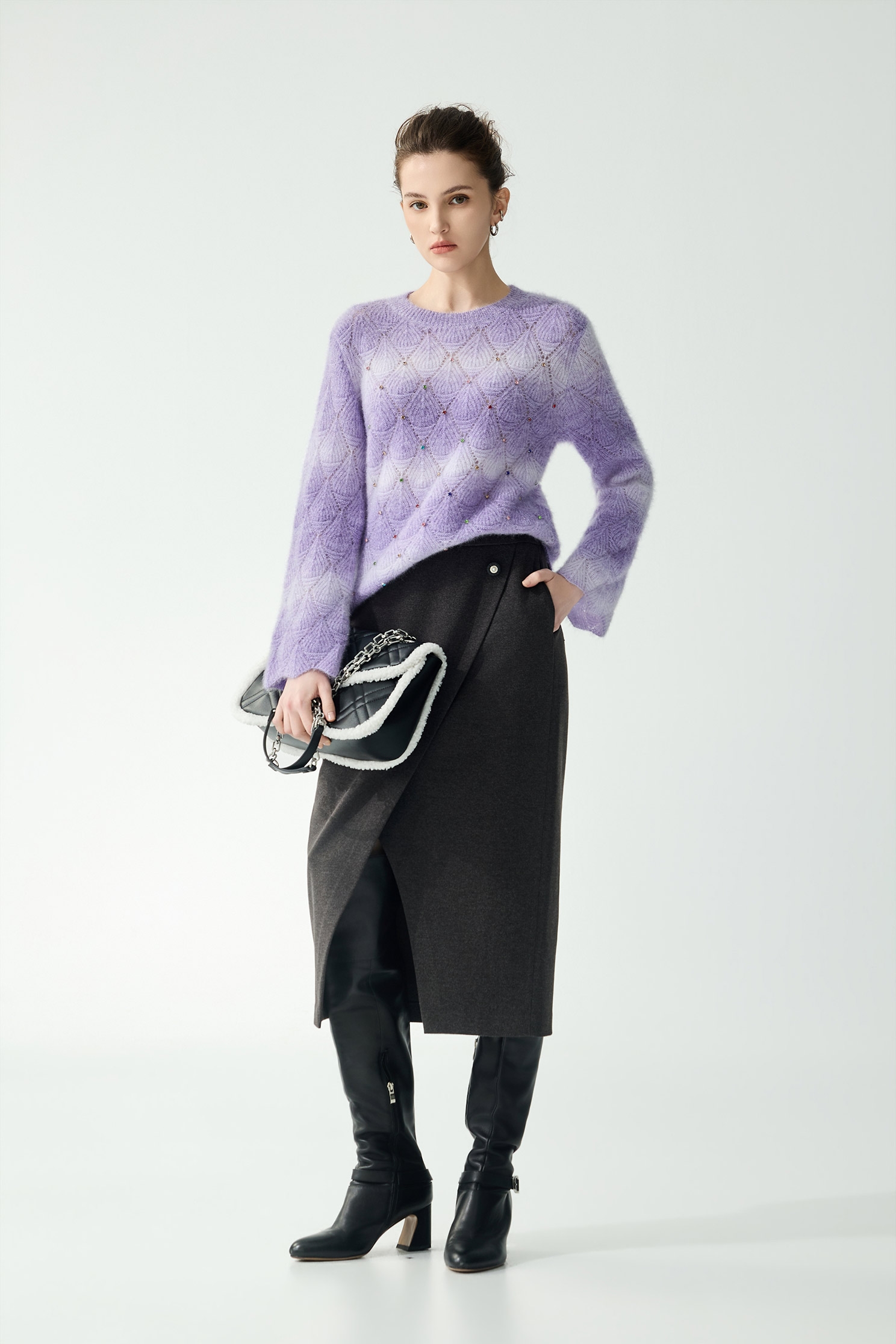 循環灰薄毛料窄裙循環灰薄毛料窄裙,春夏穿搭,窄裙,長裙