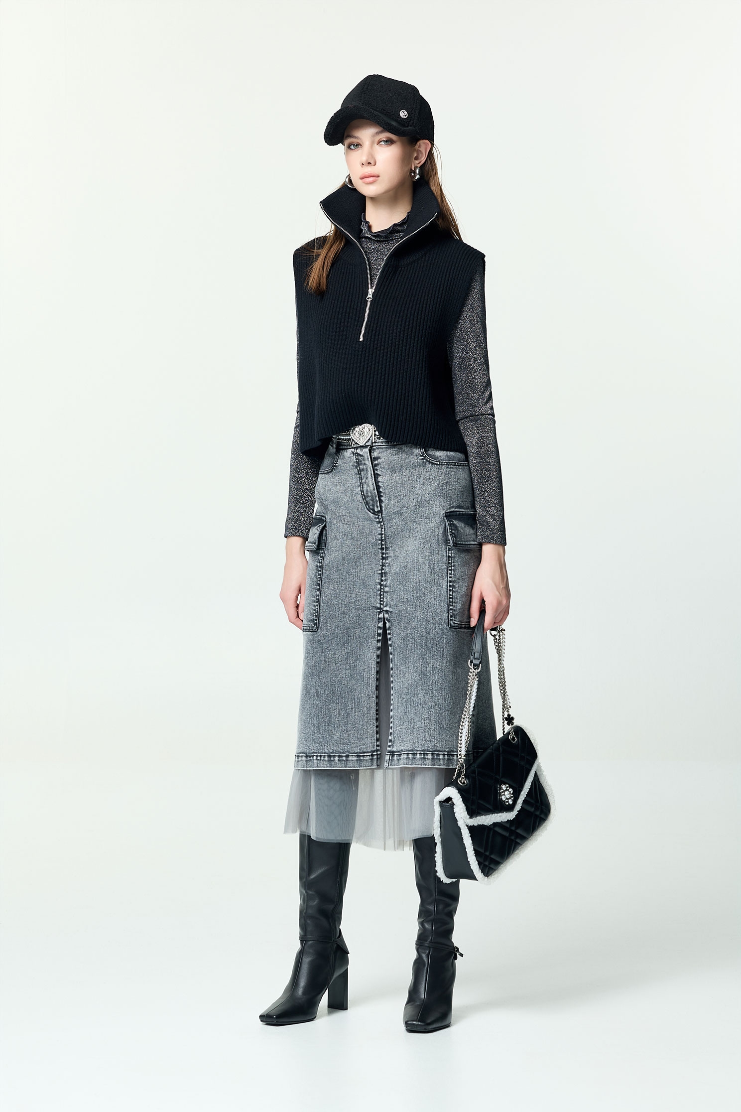 月光灰牛仔裙月光灰牛仔裙,丹寧,人氣商品,牛仔,牛仔裙,秋冬穿搭,約會特輯,網紗,長裙