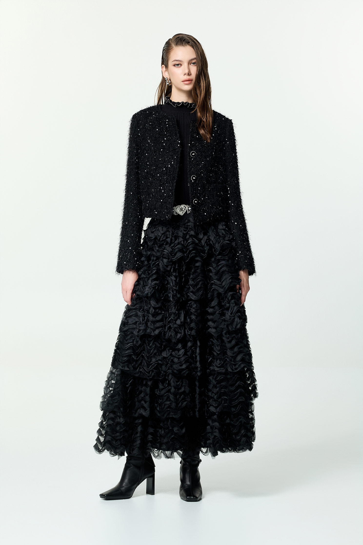 烏干波浪網紗蛋糕裙烏干波浪網紗蛋糕裙,人氣商品,時髦成套搭配,派對特輯,秋冬穿搭,約會特輯,紗裙,網紗,網裙,長裙