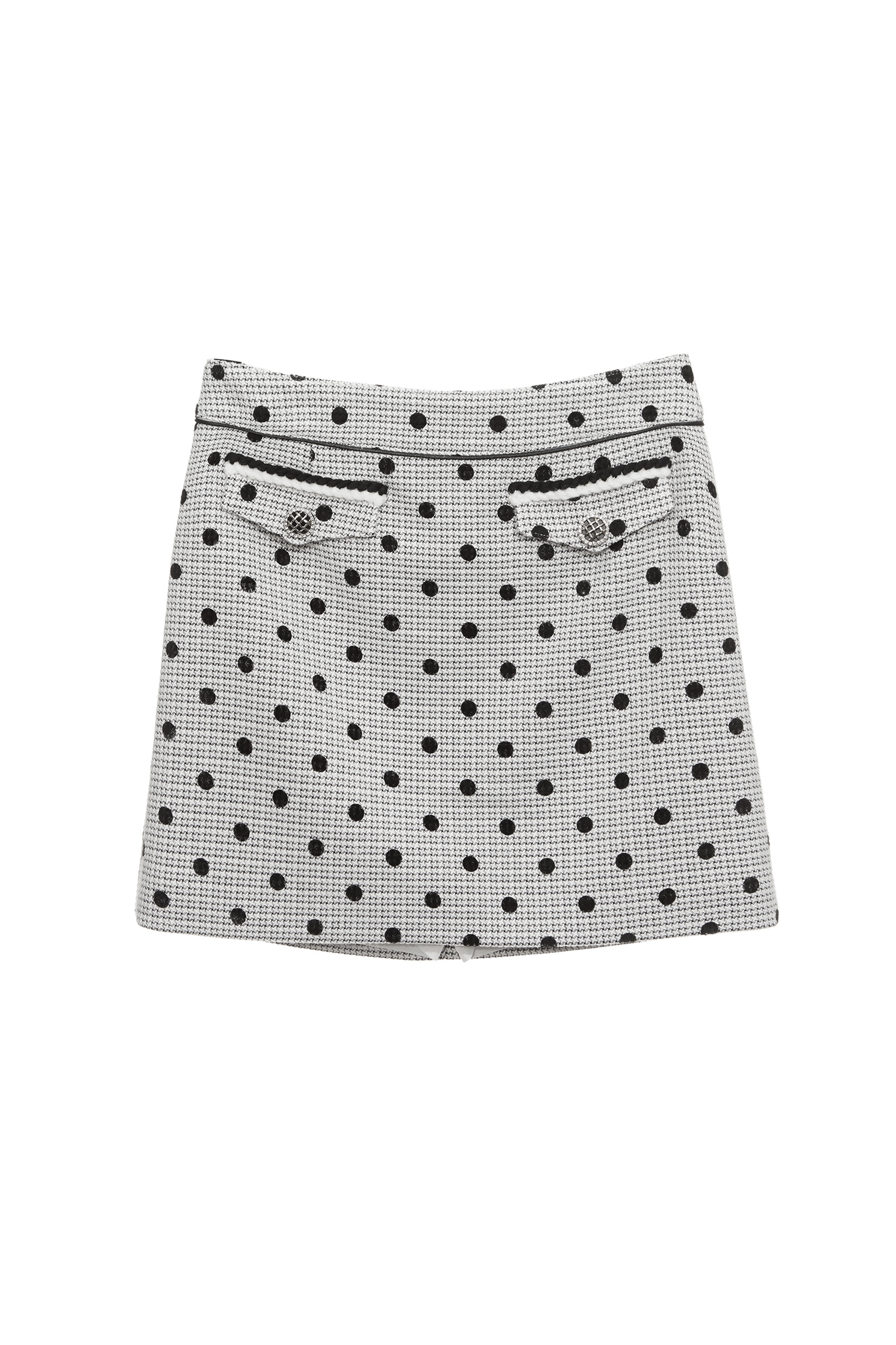 十字紋提花點點植絨短裙十字紋提花點點植絨短裙,春夏穿搭,時髦成套搭配,波點