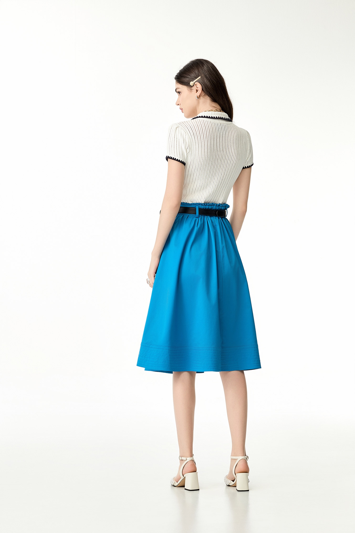 水生藍車線造型裙水生藍車線造型裙,A字裙,人氣商品,春夏穿搭,長裙