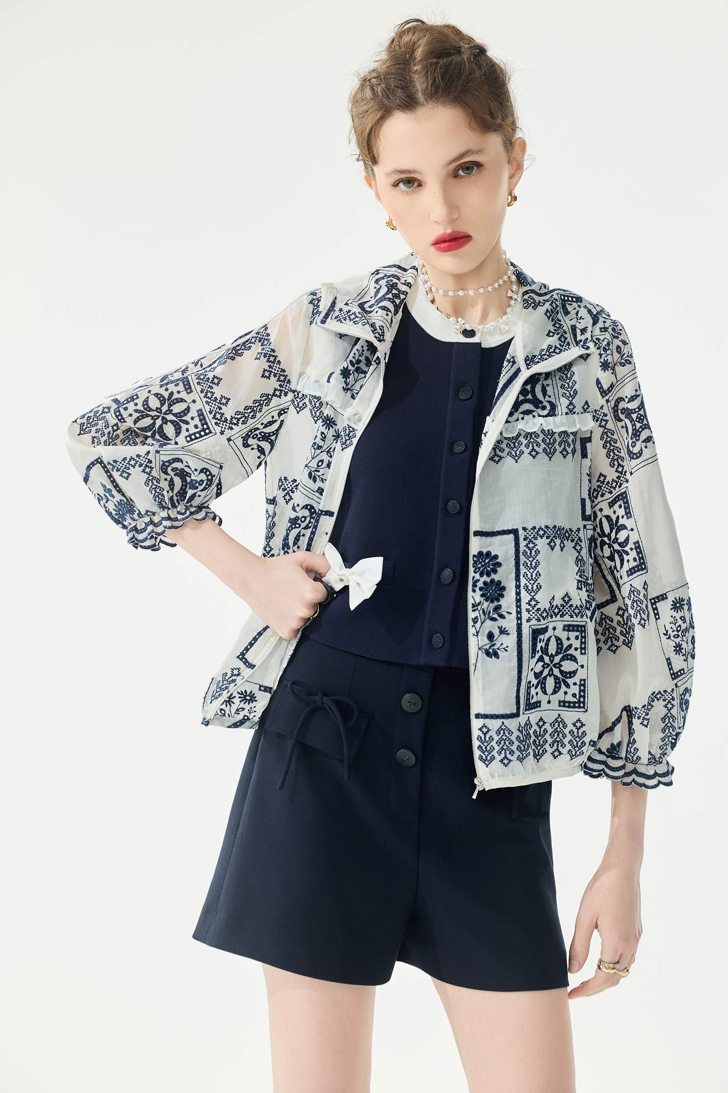 經典海軍藍蝴蝶結短褲經典海軍藍蝴蝶結短褲,春夏穿搭,短褲,蝴蝶結,褲子