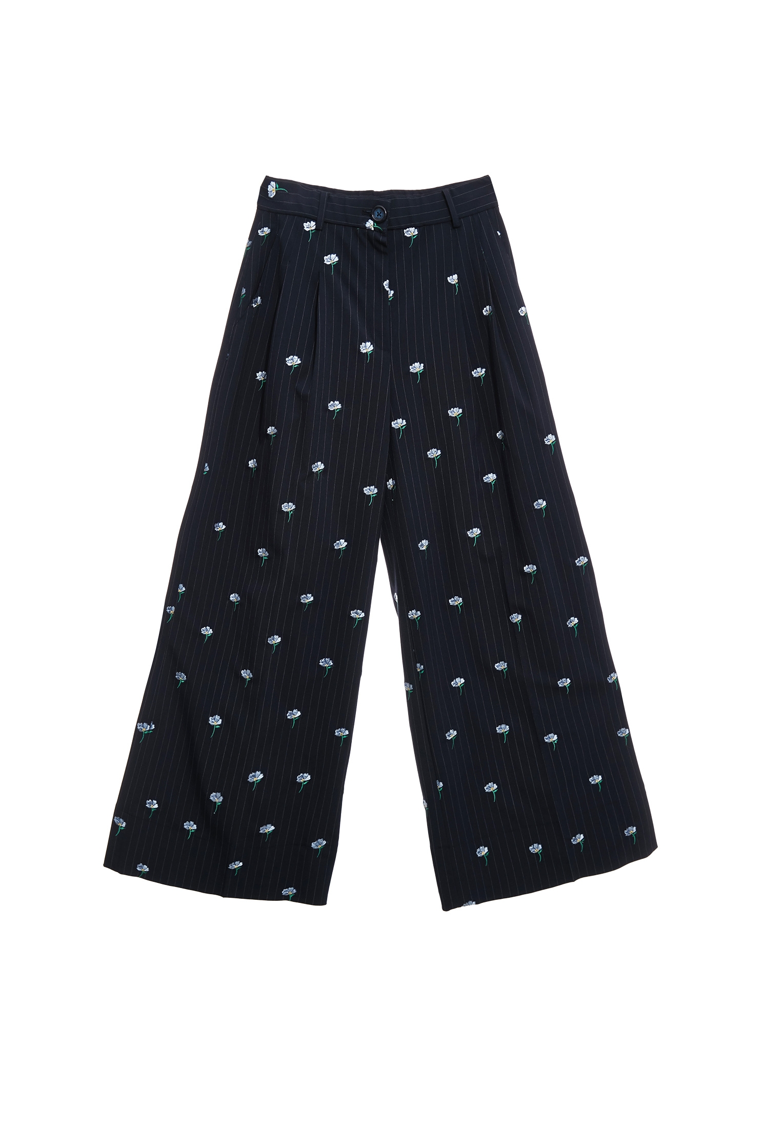 溫室花卉刺繡西裝寬褲溫室花卉刺繡西裝寬褲,刺繡,春夏穿搭,條紋,褲子,西裝褲