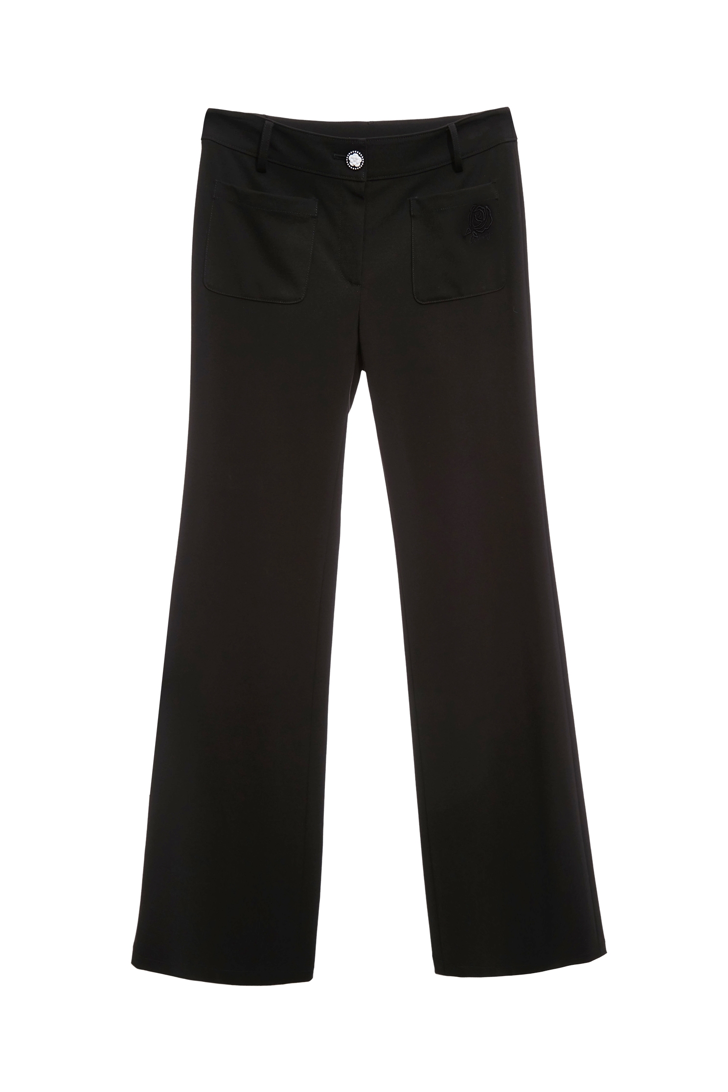 極致黑玫瑰繡花彈性喇叭褲極致黑玫瑰繡花彈性喇叭褲,喇叭褲,春夏穿搭,繡花,褲子,黑色褲子