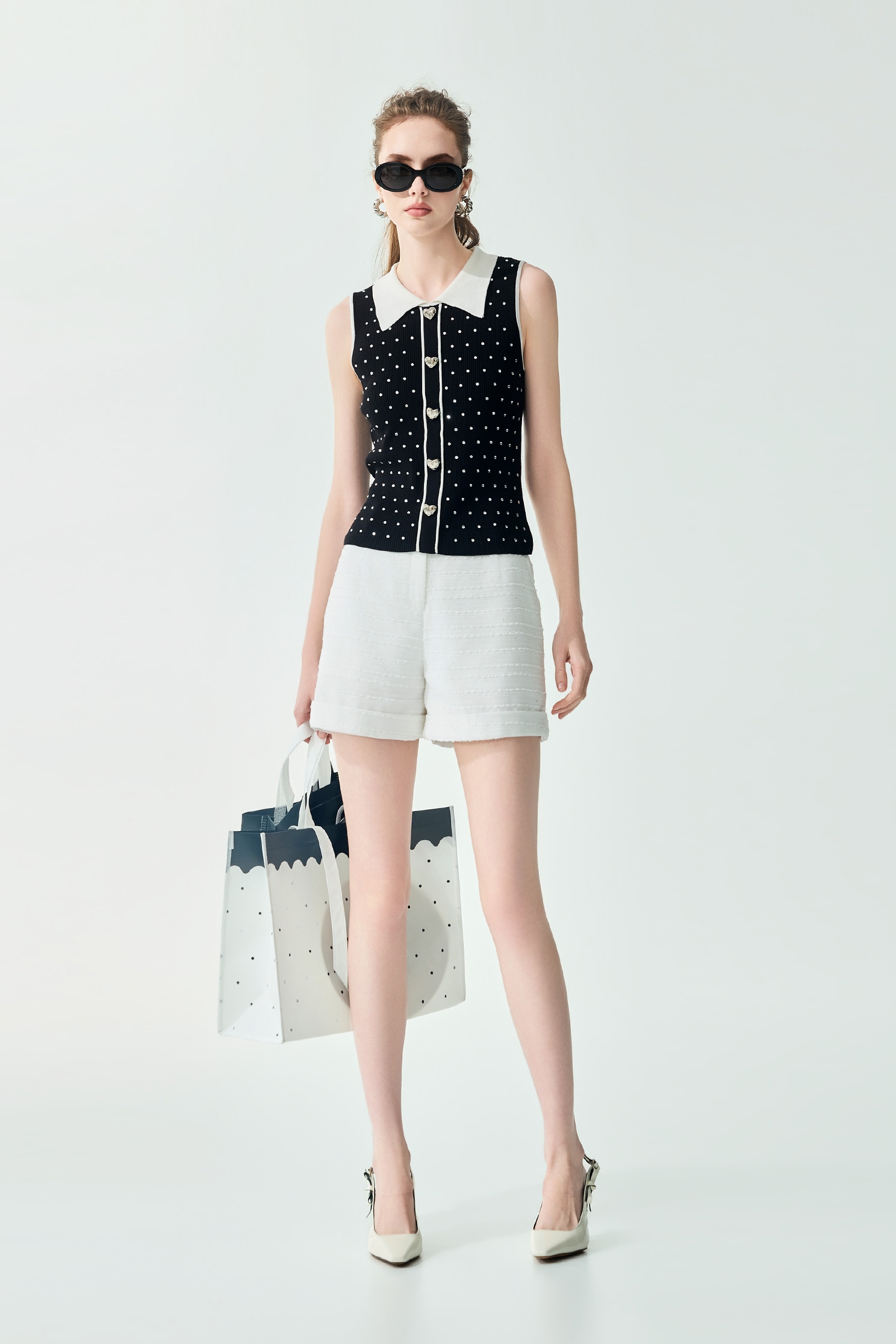 經典花呢紗短褲經典花呢紗短褲,春夏穿搭,珍珠,白色褲子,短褲,褲子