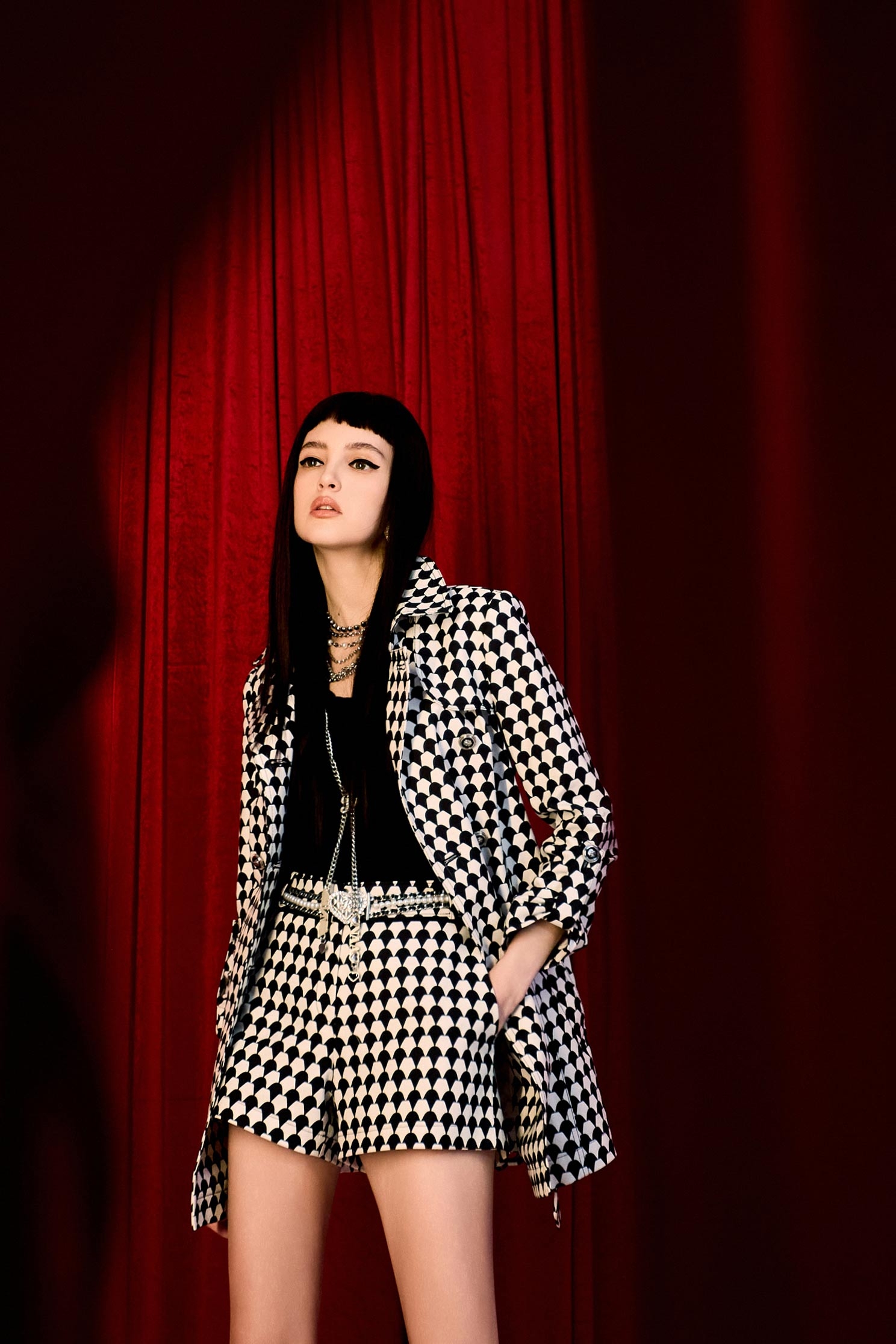 幾何鑽石花套裝短褲幾何鑽石花套裝短褲,春夏穿搭,時髦成套搭配,短褲