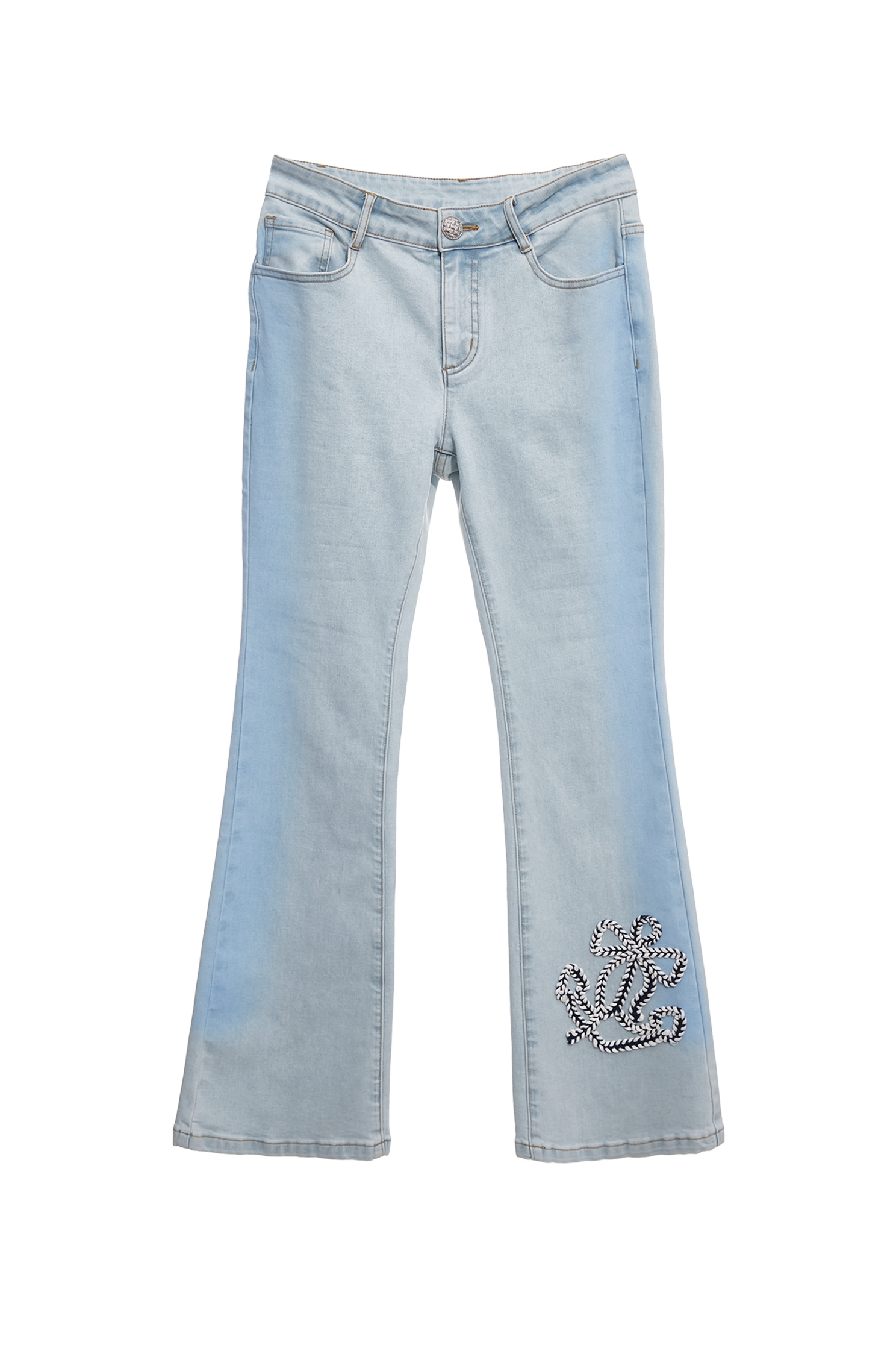 綴織帶船錨牛仔喇叭褲綴織帶船錨牛仔喇叭褲,春夏穿搭,牛仔,牛仔褲,褲子