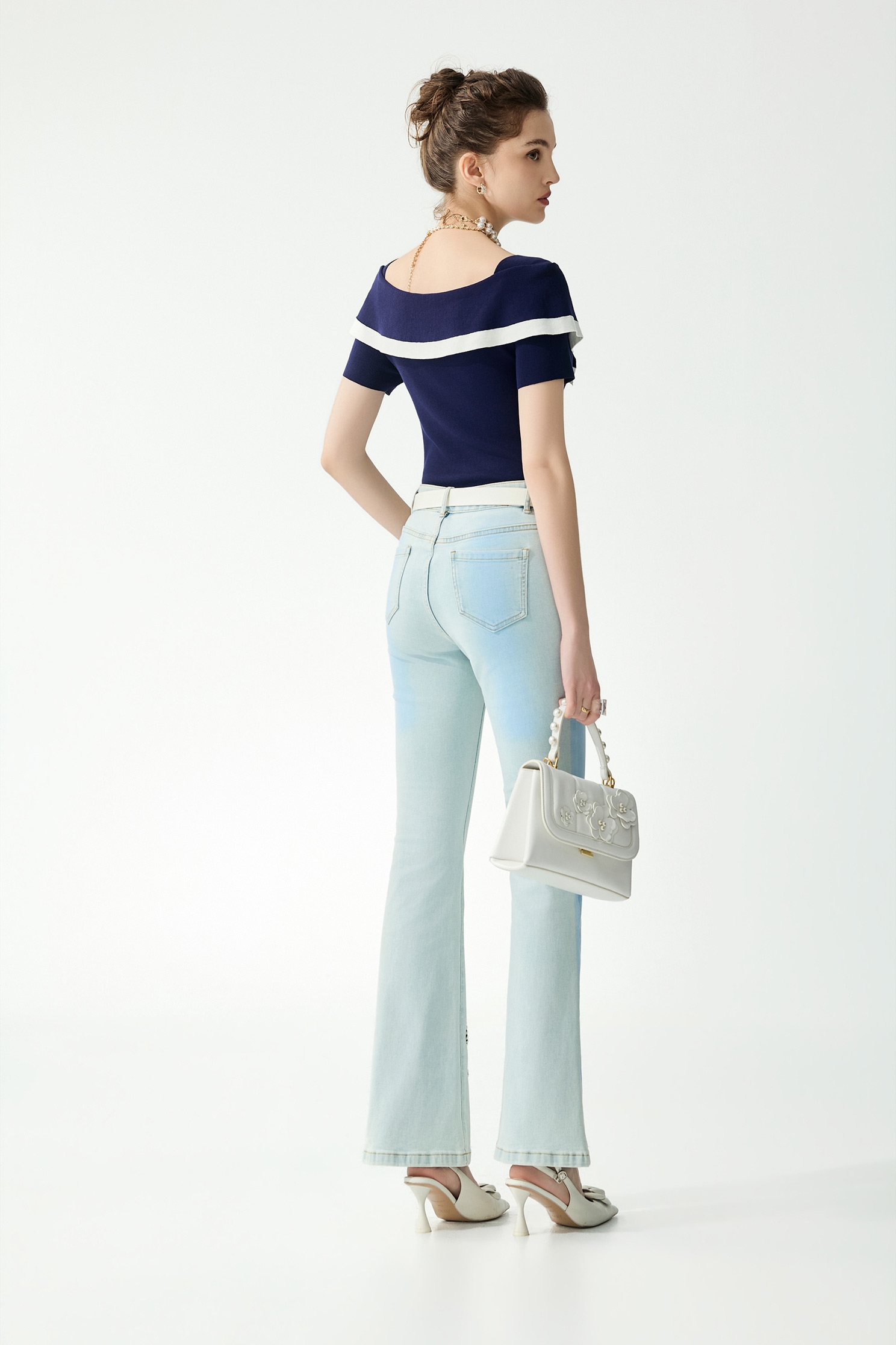 綴織帶船錨牛仔喇叭褲綴織帶船錨牛仔喇叭褲,春夏穿搭,牛仔,牛仔褲,褲子