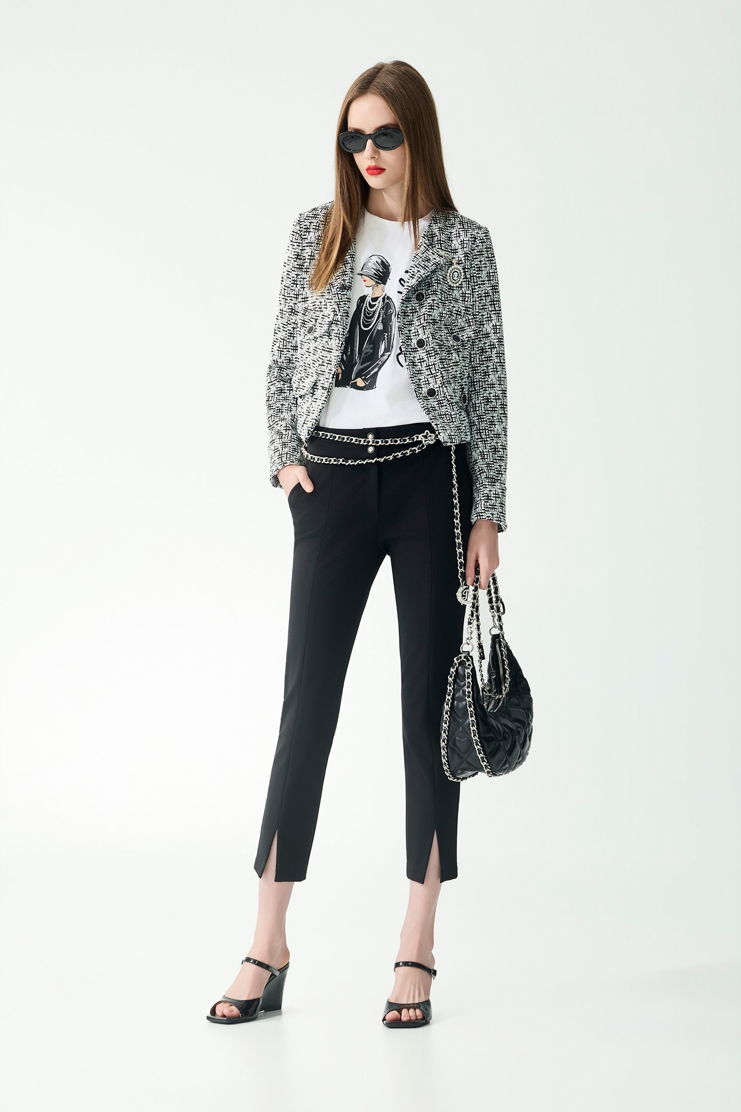 雙腰頭設計彈性窄管褲雙腰頭設計彈性窄管褲,上班OL穿搭,春夏穿搭,窄管褲,褲子