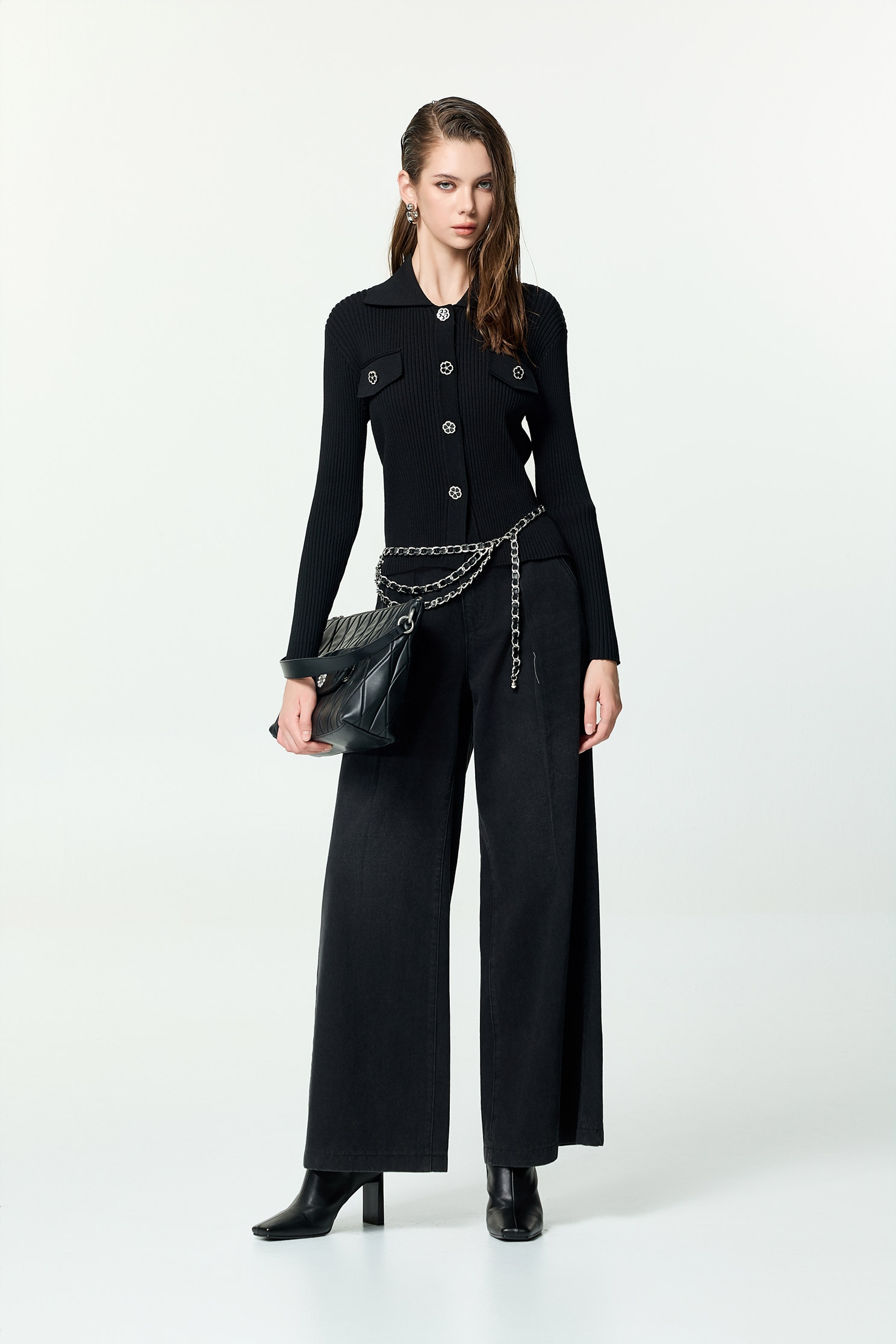 刷色牛仔打褶大寬褲刷色牛仔打褶大寬褲,上班OL穿搭,丹寧,寬褲,牛仔,牛仔褲,秋冬穿搭,褲子,黑色褲子