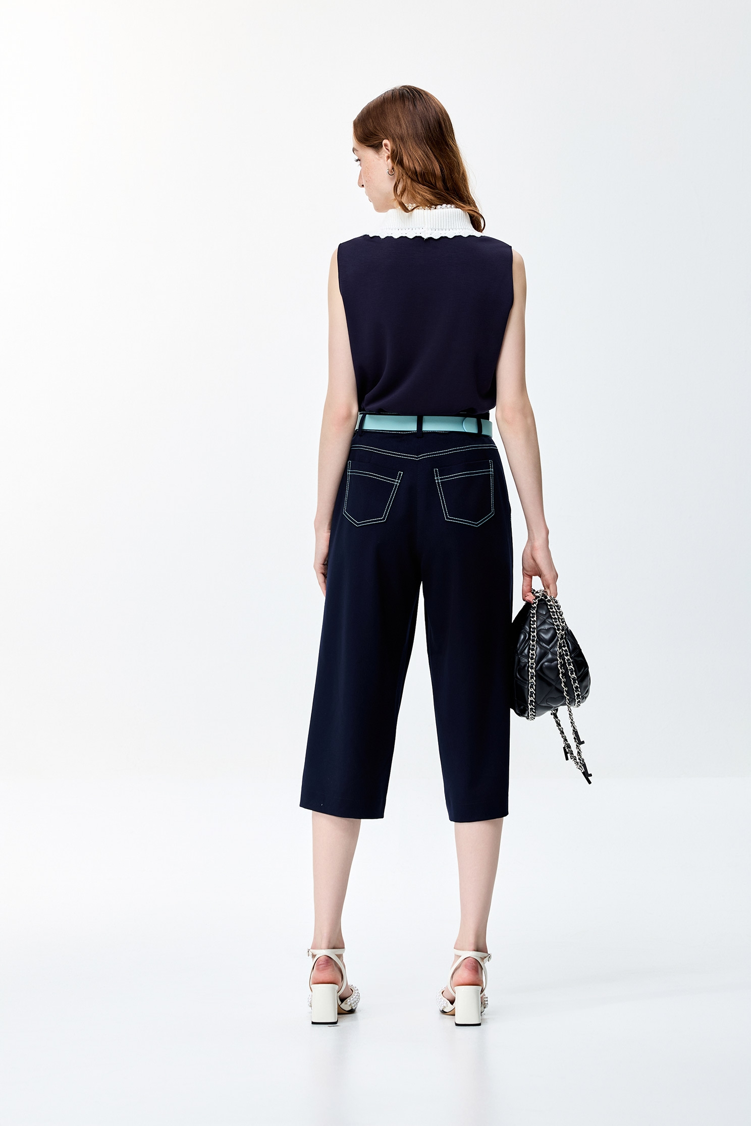 鑲冰綠色邊線寬腿褲鑲冰綠色邊線寬腿褲,上班OL穿搭,寬褲,春夏穿搭,褲子