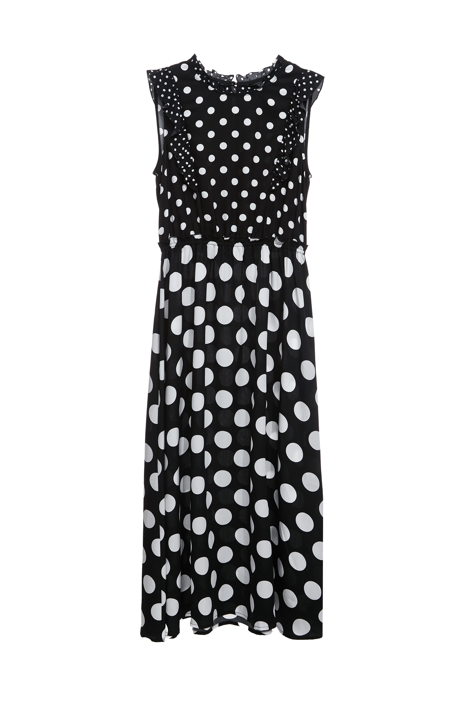 黑白點荷葉背心洋裝黑白點荷葉背心洋裝,一般洋裝,上班OL穿搭,人氣商品,春夏穿搭,洋裝特輯,背心,荷葉