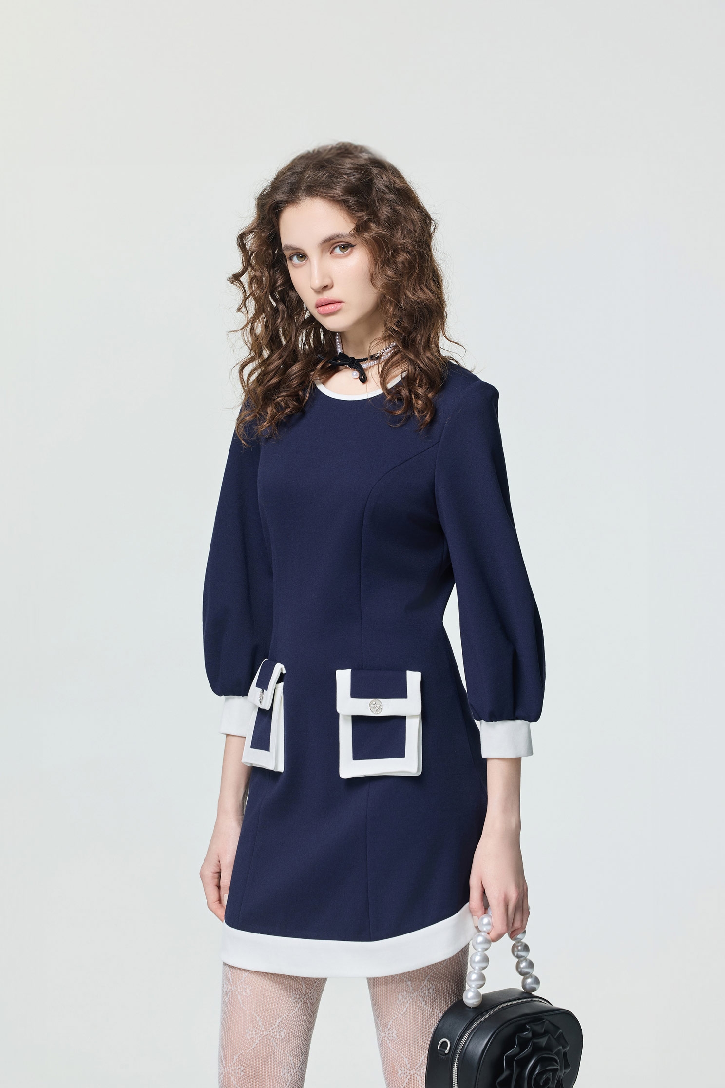 波浪裙擺短洋裝波浪裙擺短洋裝,一般洋裝,春夏穿搭,洋裝特輯,長袖洋裝