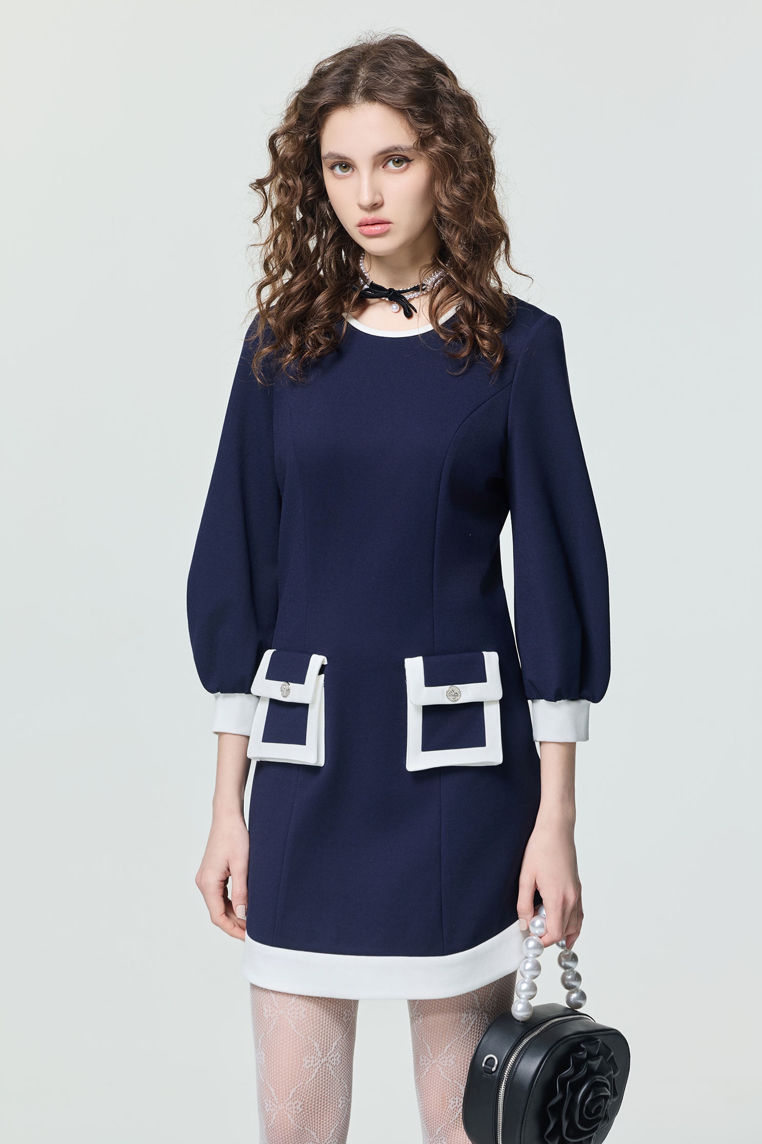 波浪裙擺短洋裝波浪裙擺短洋裝,一般洋裝,春夏穿搭,洋裝特輯,長袖洋裝