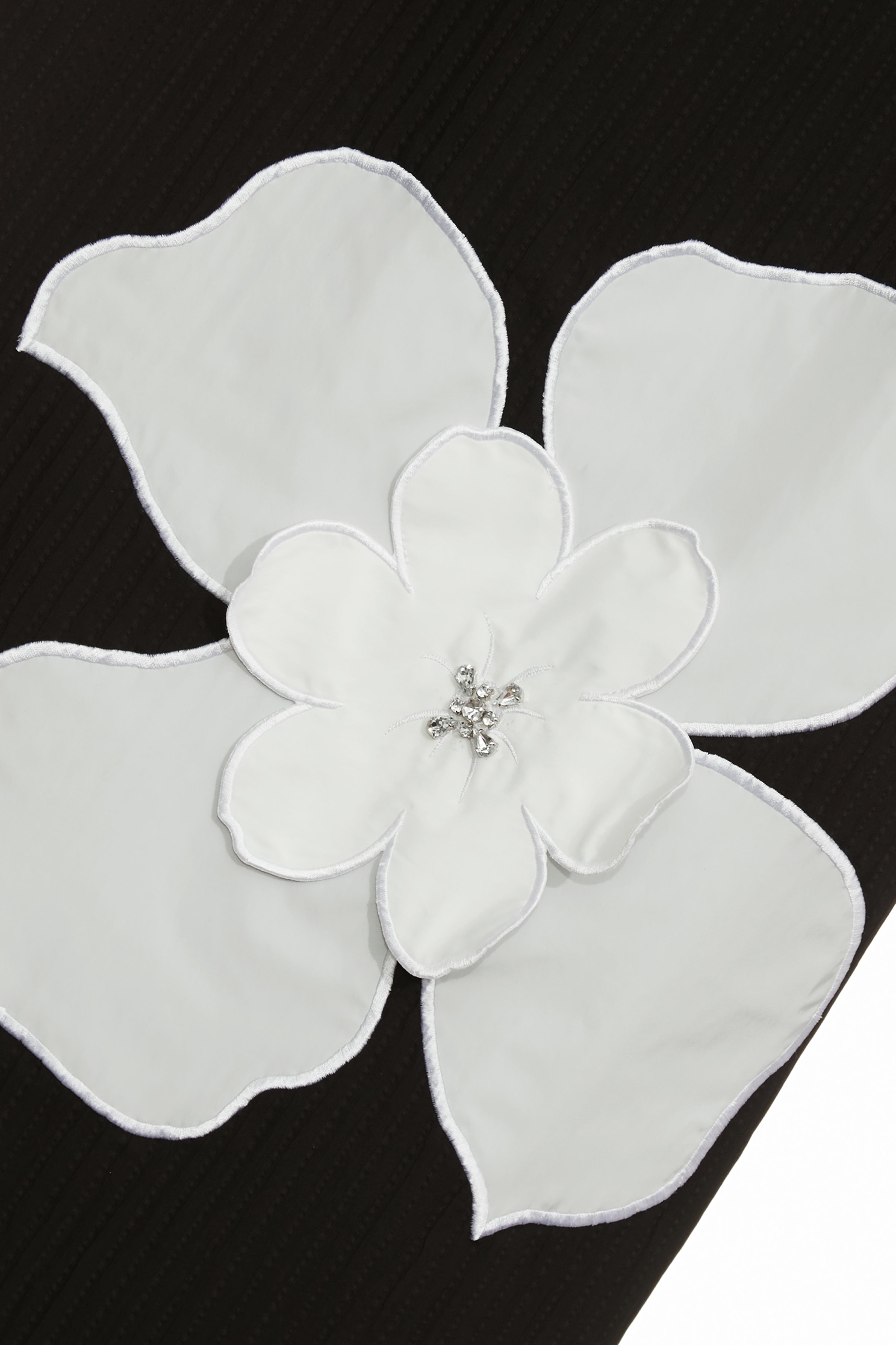 立體白花貼布繡短洋裝立體白花貼布繡短洋裝,一般洋裝,春夏穿搭,洋裝特輯,短袖洋裝,花花世界,黑色洋裝