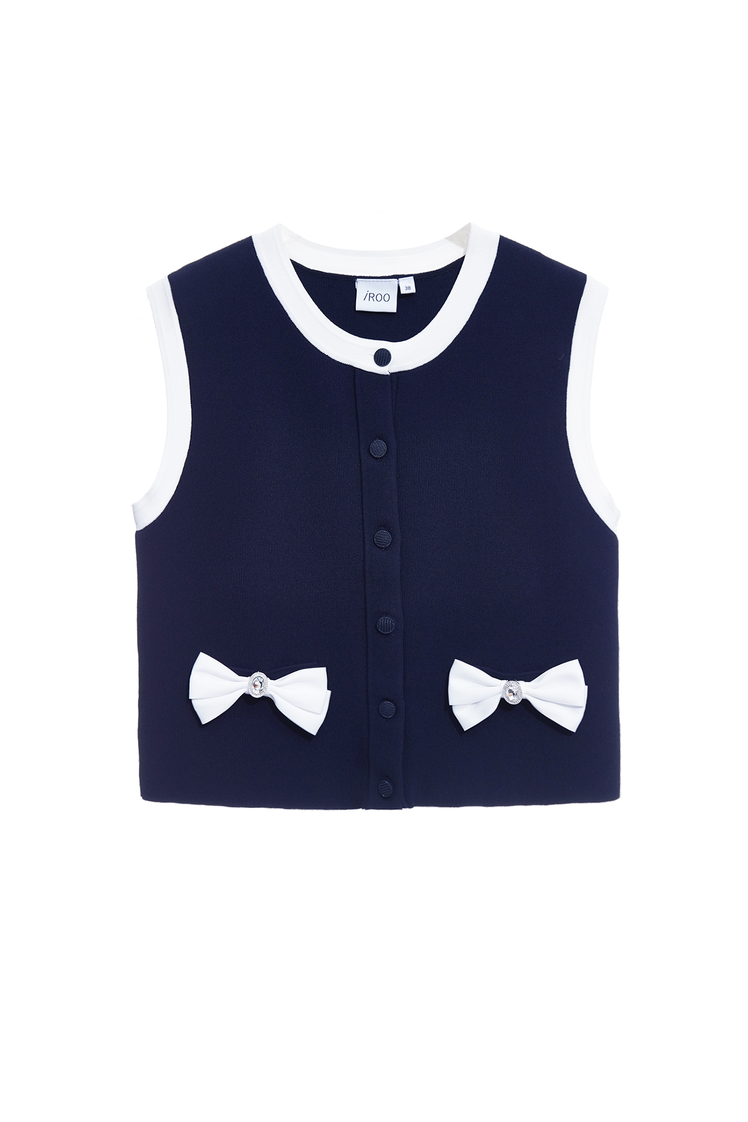 經典海軍藍針織配色背心經典海軍藍針織配色背心,一般背心,一般背心馬甲,上衣,春夏穿搭,背心,蝴蝶結,針織,針織背心