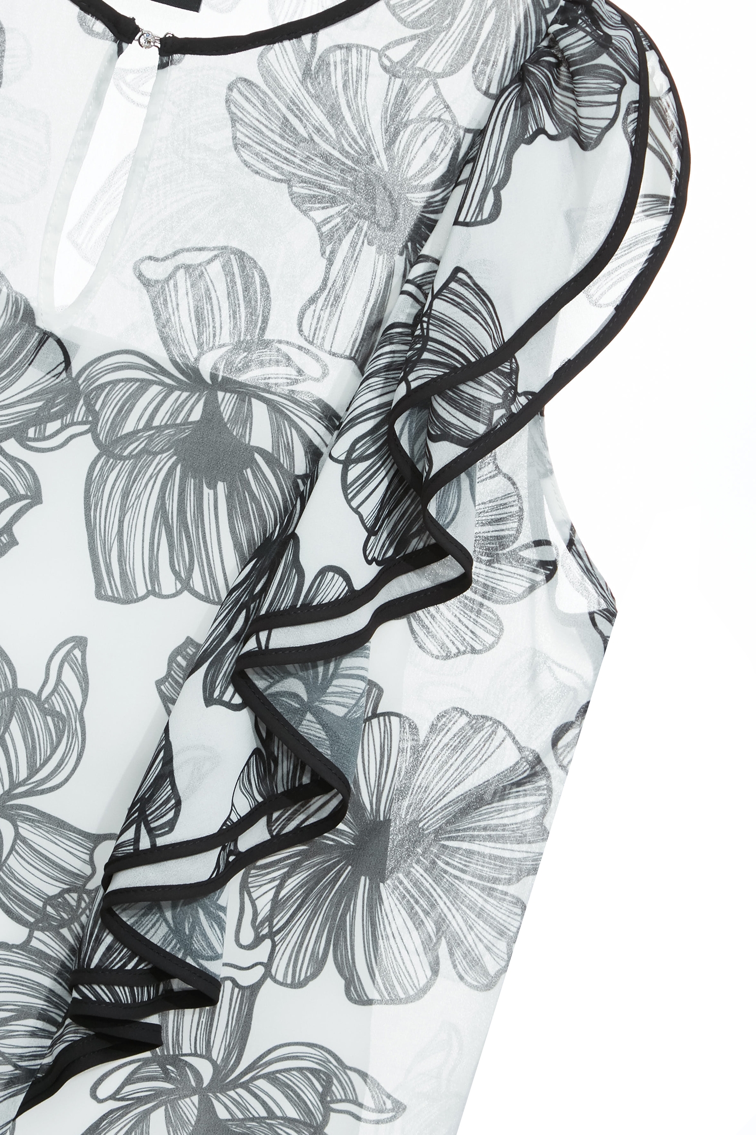 雪紡手繪線條花印花背心雪紡手繪線條花印花背心,一般背心,一般背心馬甲,人氣商品,春夏穿搭,無袖上衣,花花世界,荷葉,雪紡