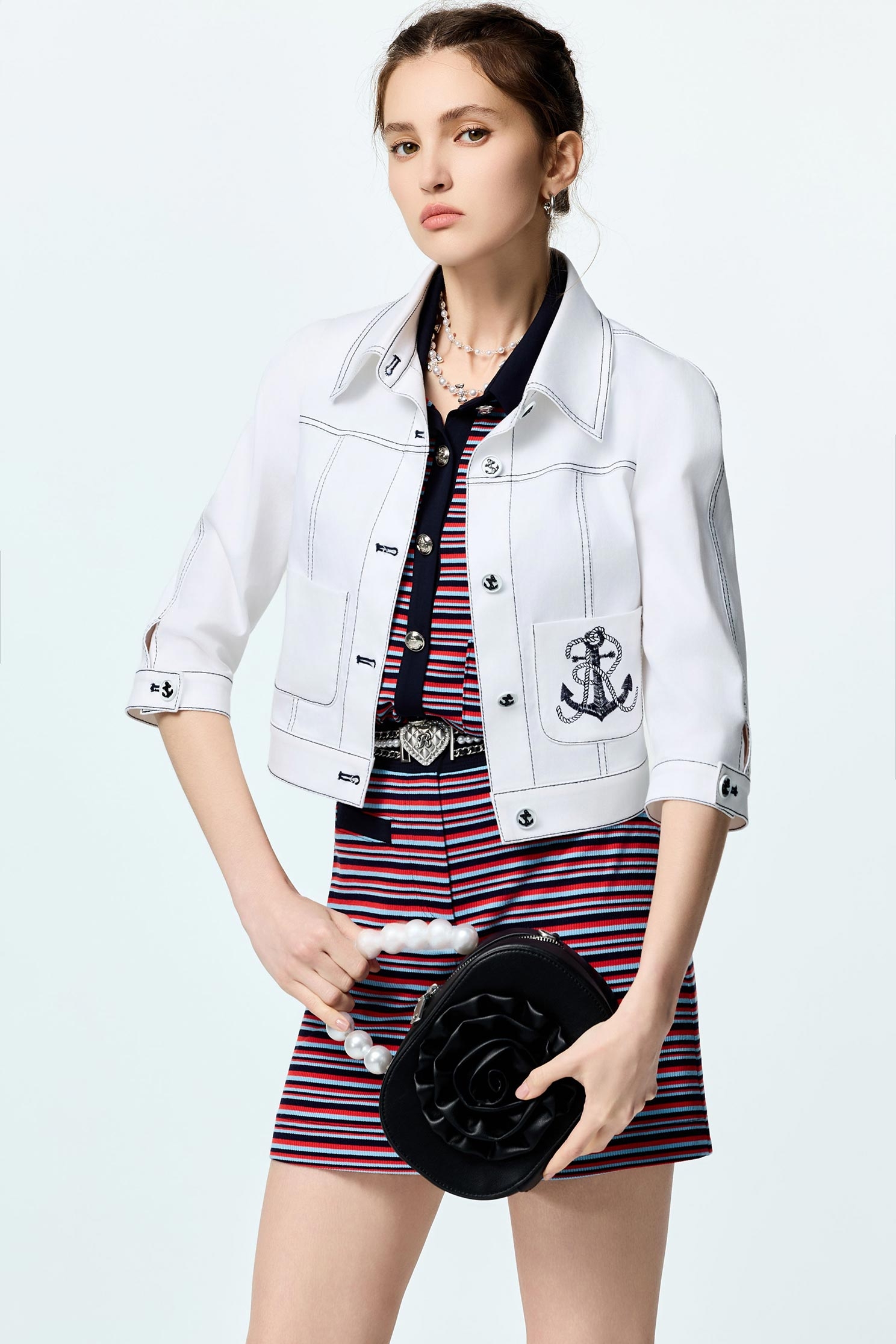 午夜藍彩色條上衣午夜藍彩色條上衣,一般背心,一般背心馬甲,上衣,春夏穿搭,時髦成套搭配,背心,輕奢度假,輕奢渡假