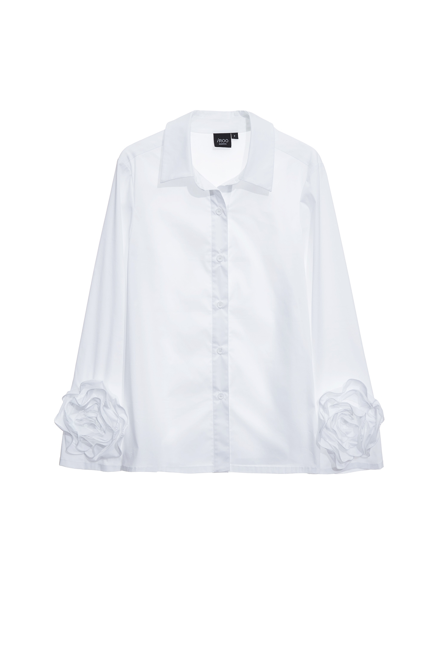 立體玫瑰繞花喇叭袖襯衫立體玫瑰繞花喇叭袖襯衫,上衣,春夏穿搭,白色上衣,襯衫