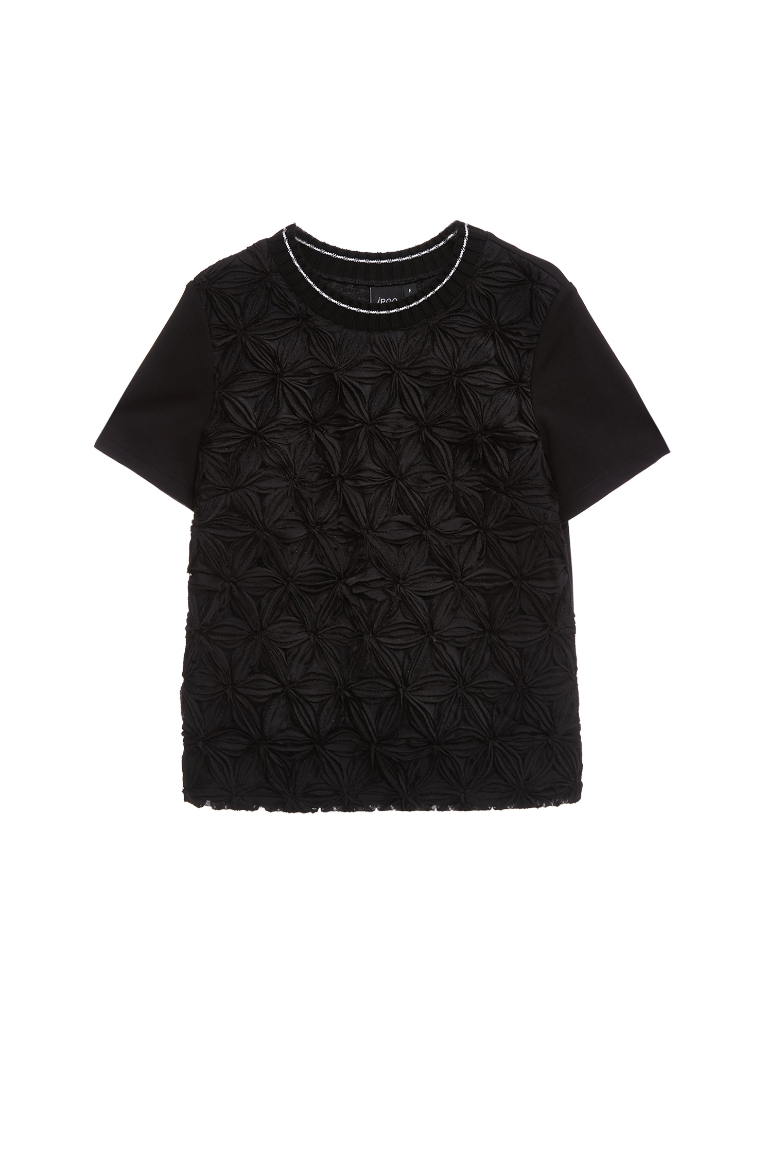 立體花朵異材拼接單品立體花朵異材拼接單品,上衣,春夏穿搭,蕾絲,黑色上衣