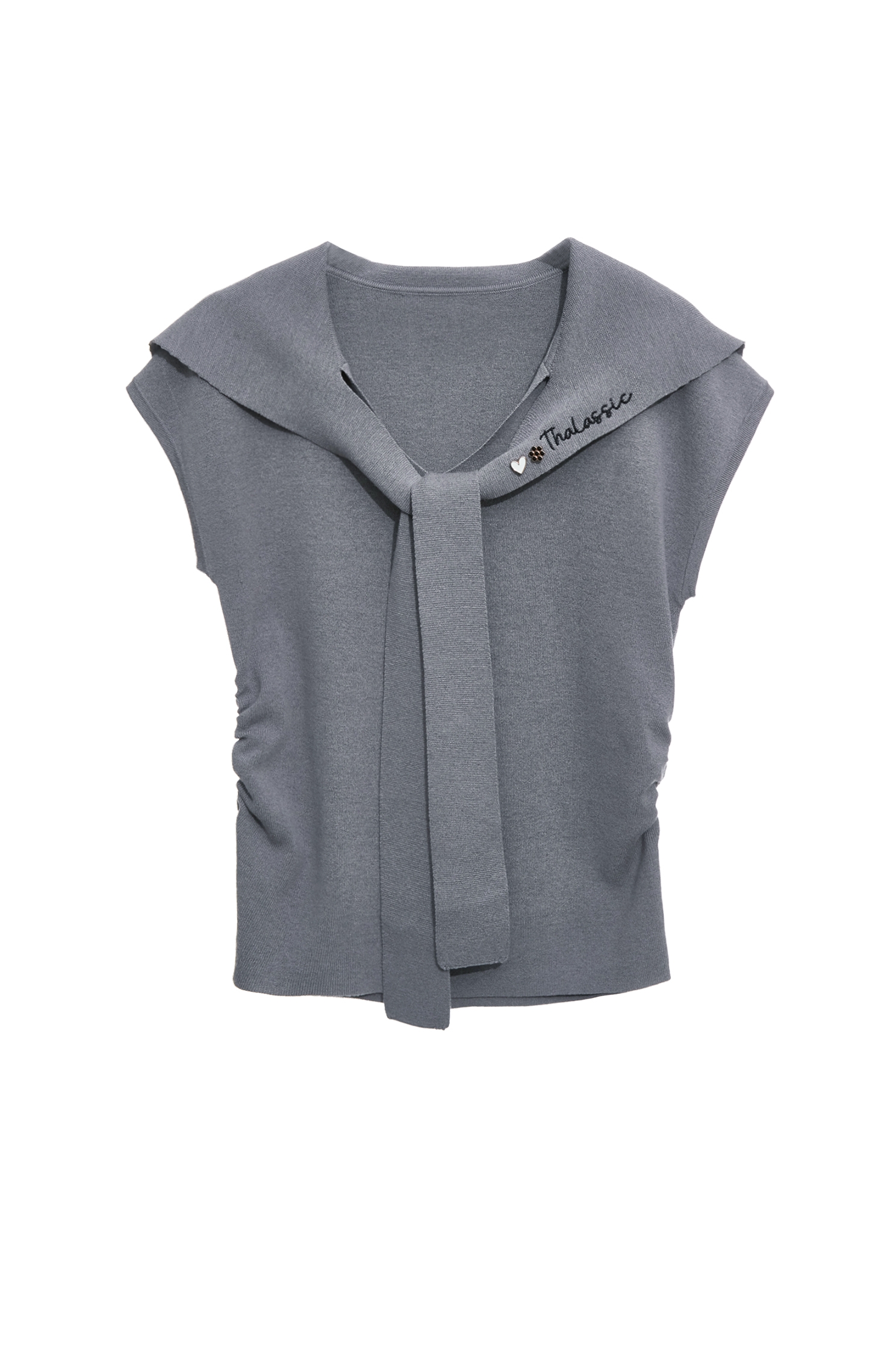 終極灰海軍領針織上衣終極灰海軍領針織上衣,上衣,春夏穿搭,針織,針織衫