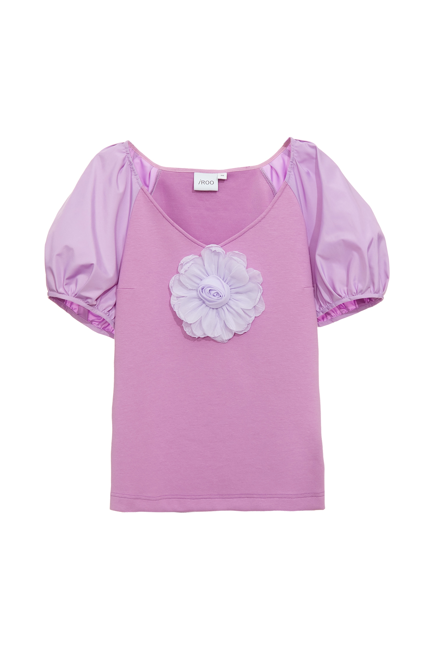 紫花西番蓮色偽T恤上衣紫花西番蓮色偽T恤上衣,T恤,V領上衣,上衣,春夏穿搭,約會特輯,花花世界